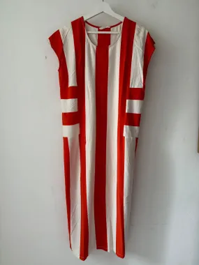 Fresh Style Carol Organic Cotton Dress in Cream and Paprika S Preloved