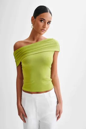 Easy to Wear Cassandra Off Shoulder Slinky Top - Apple