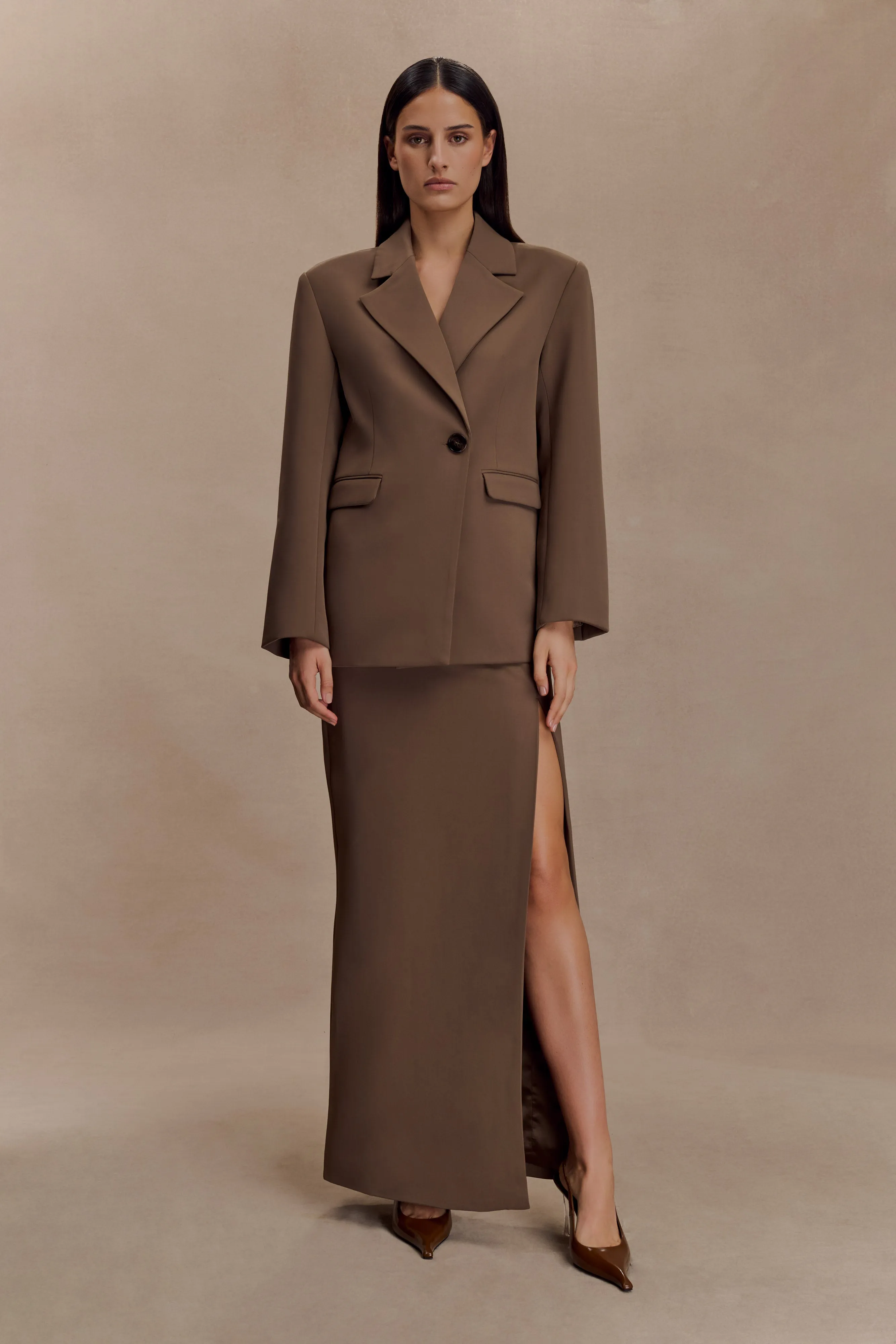 Cassie Column Maxi Skirt - Cacao Brown Heat Dissipating