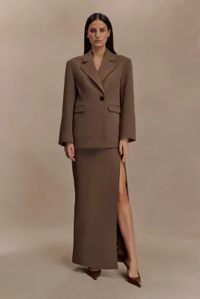 Cassie Column Maxi Skirt - Cacao Brown Heat Dissipating