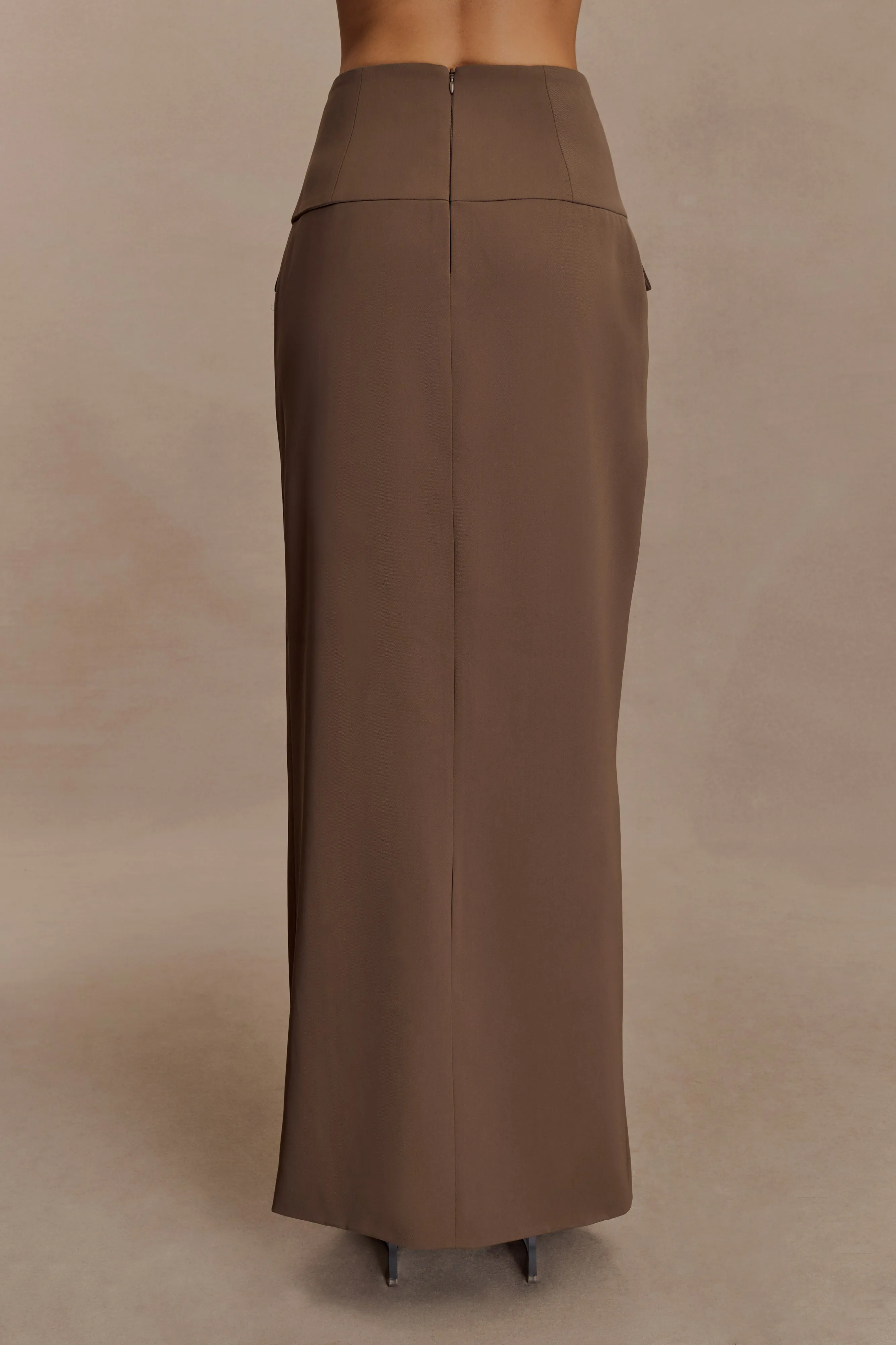 Cassie Column Maxi Skirt - Cacao Brown Sporty Fit Design