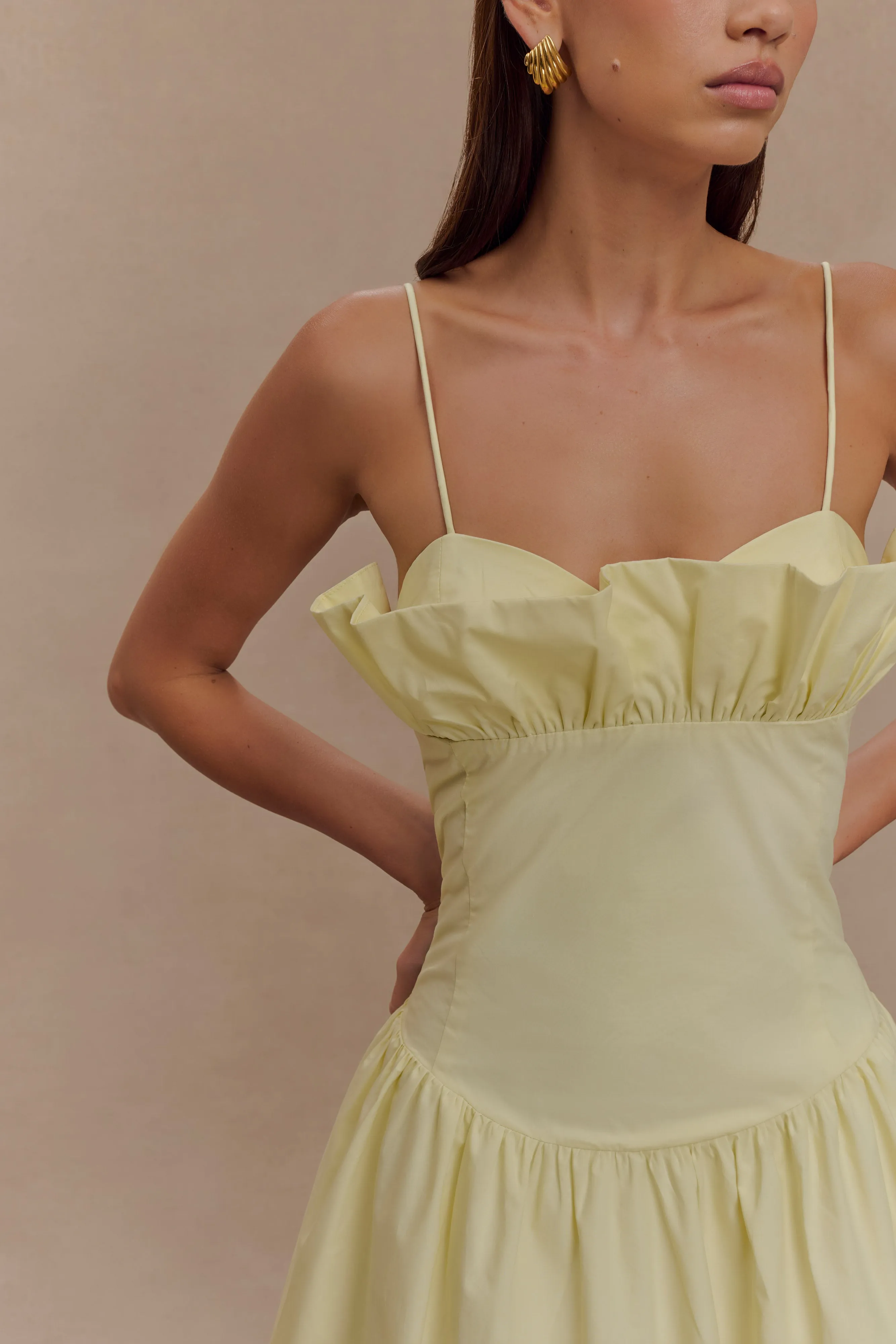 Daily Silhouette Janis Cotton Frill Maxi Dress - Lemon