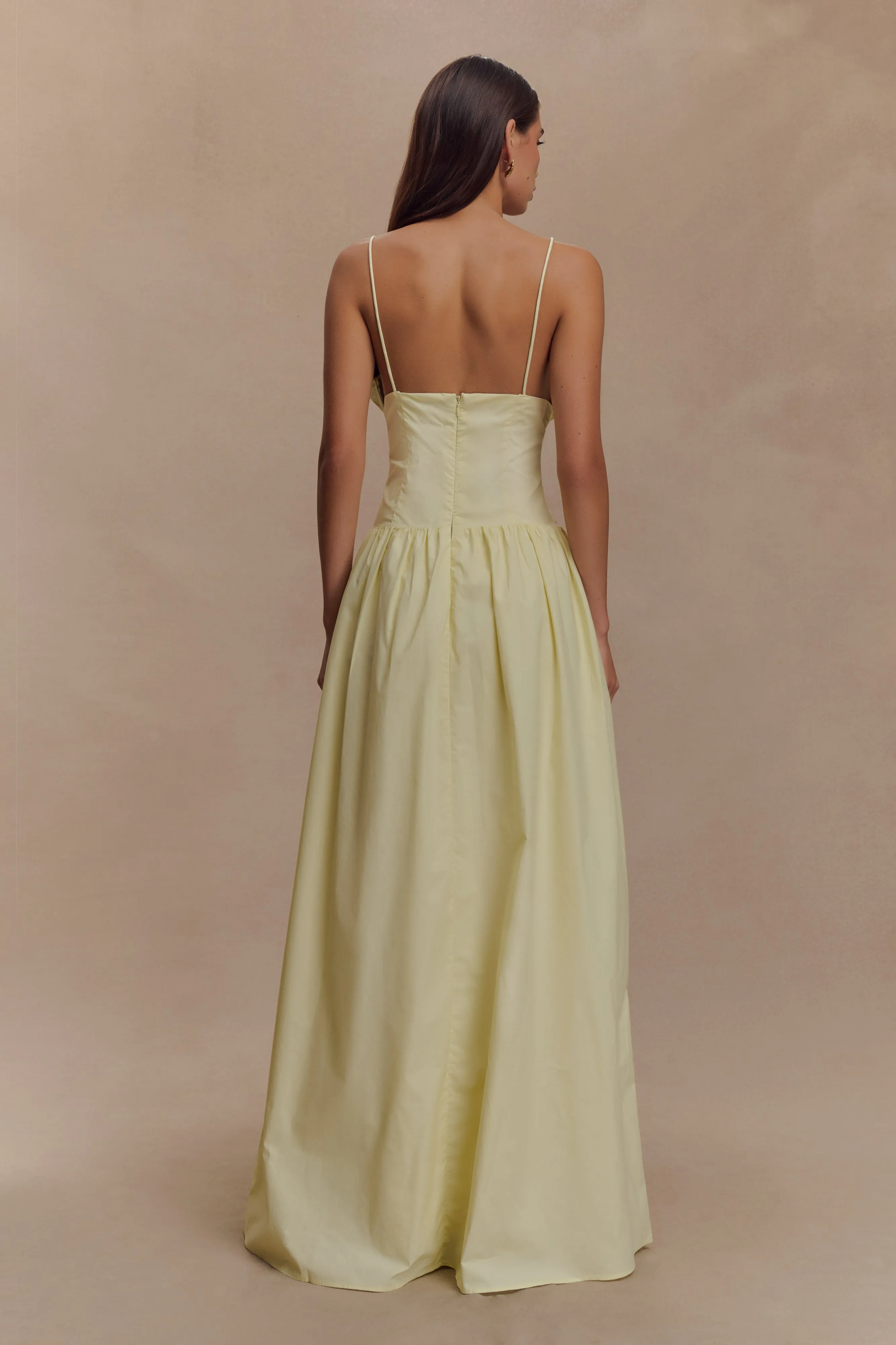 confident look Janis Cotton Frill Maxi Dress - Lemon