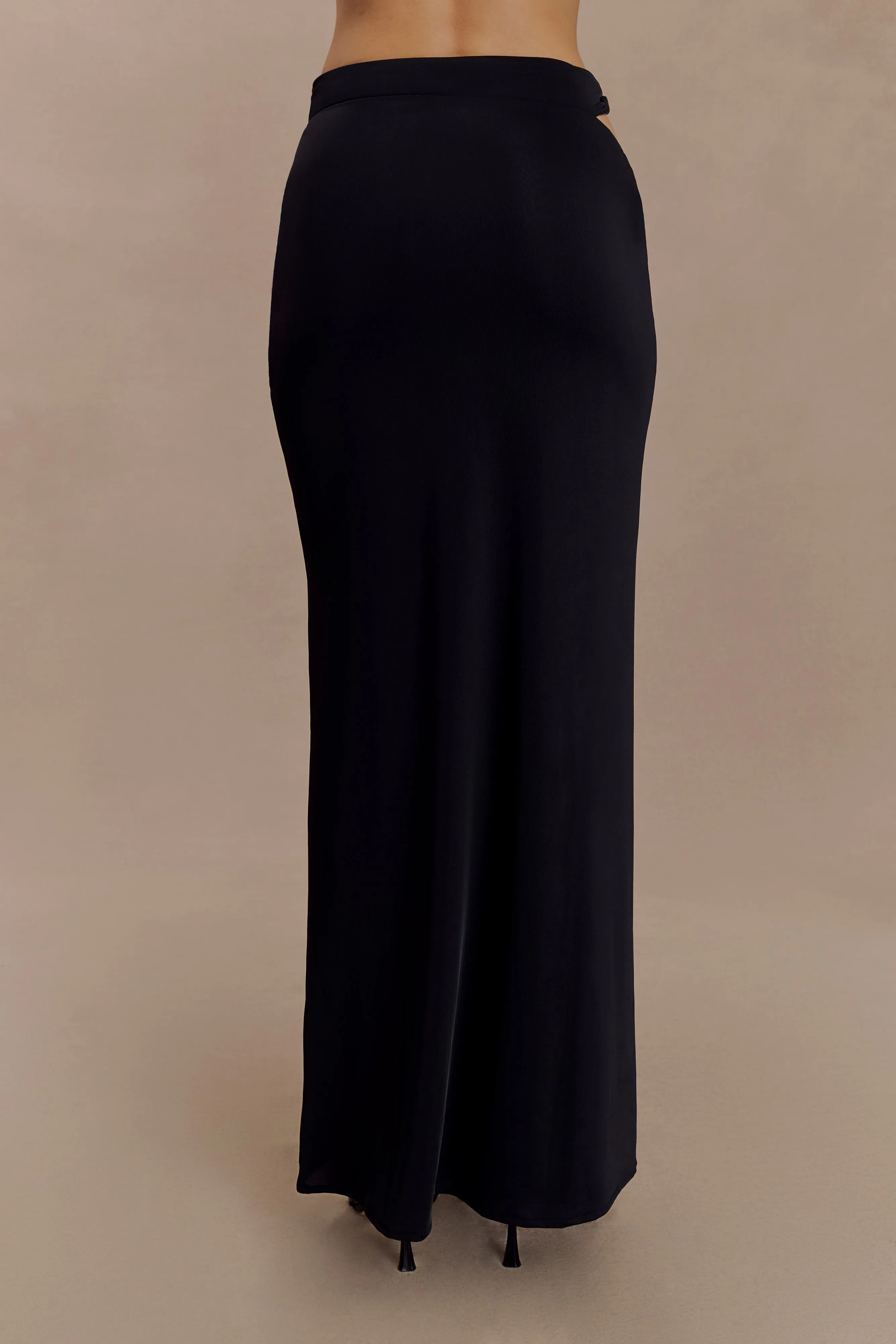 No Bunching Haven Slinky Twist Midi Skirt - Black