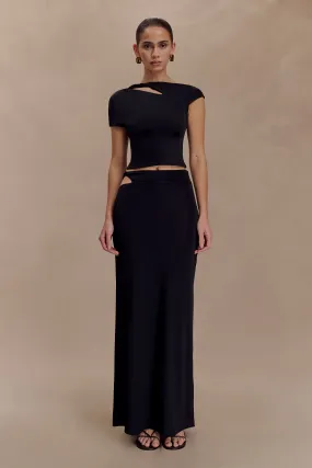 Smart Layering Haven Slinky Twist Midi Skirt - Black