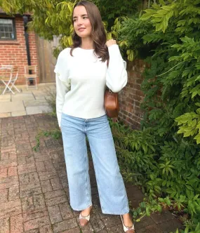 Ivory Button Shoulder Jumper Casual Wear