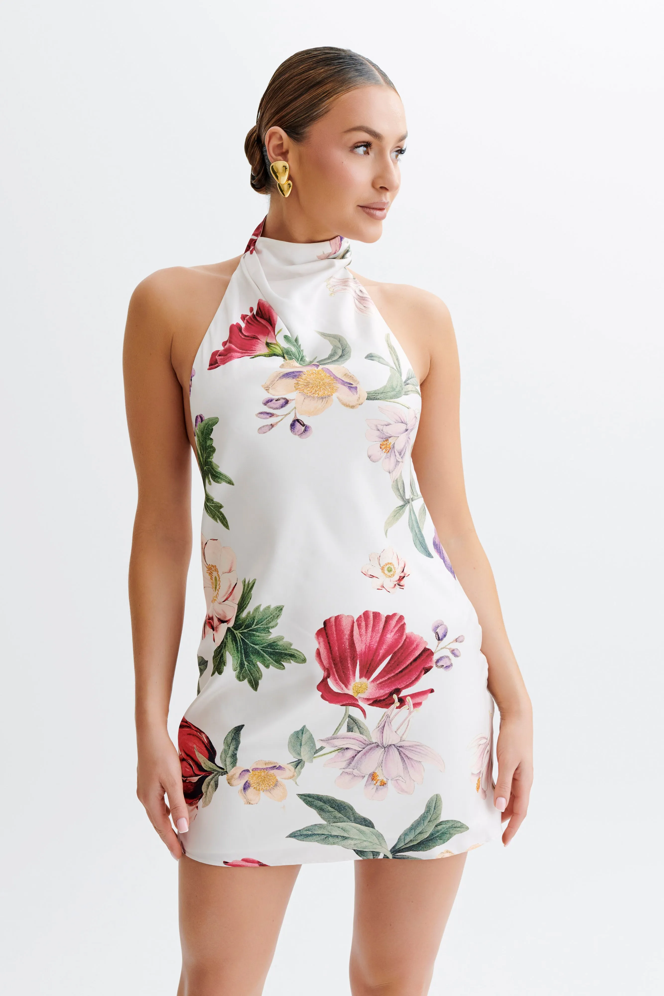 Breathable Relax Mode Lynelle High Neck Mini Dress - Bella Rosa Print