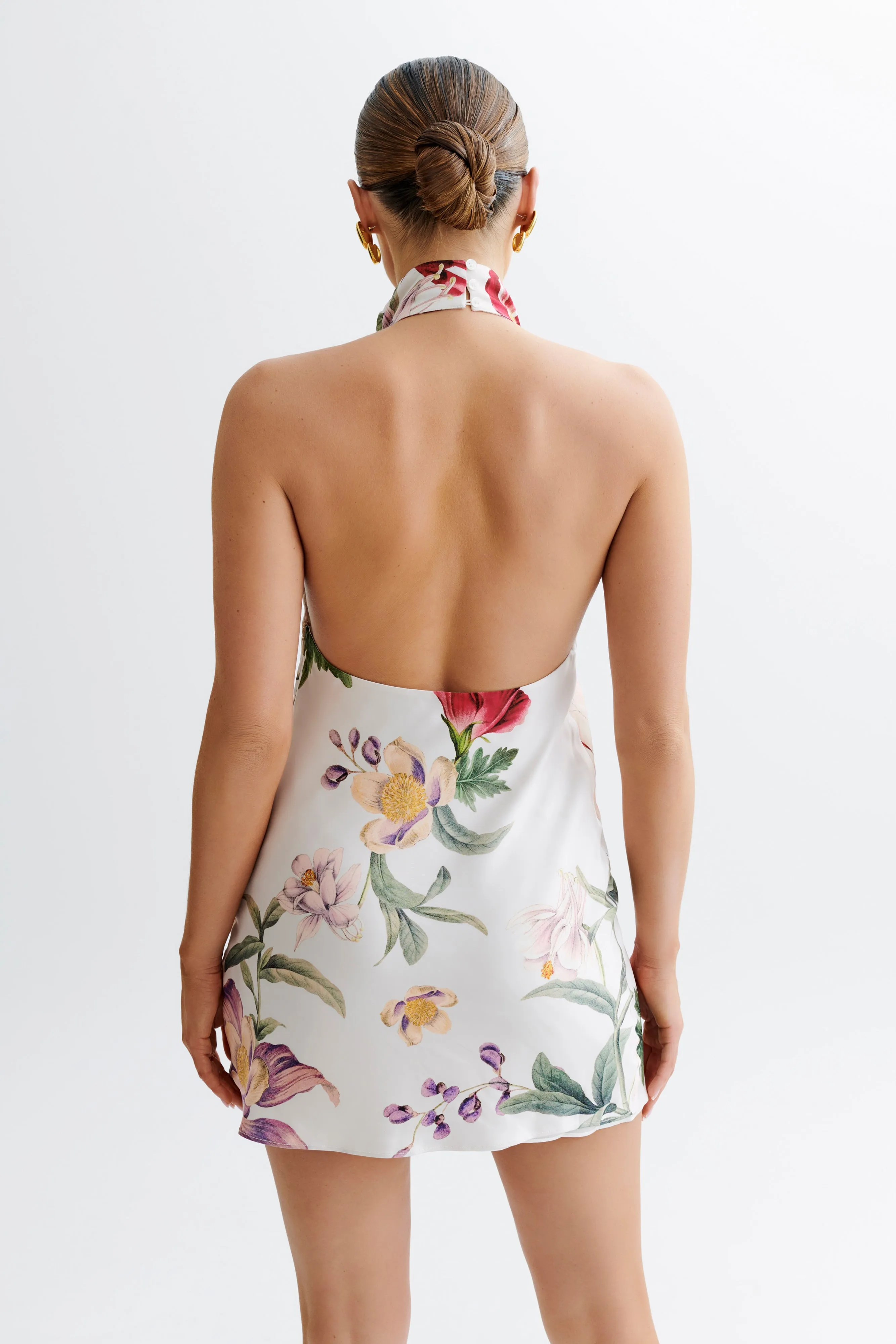 Lynelle High Neck Mini Dress - Bella Rosa Print Smart and Elegant Gender Fluid