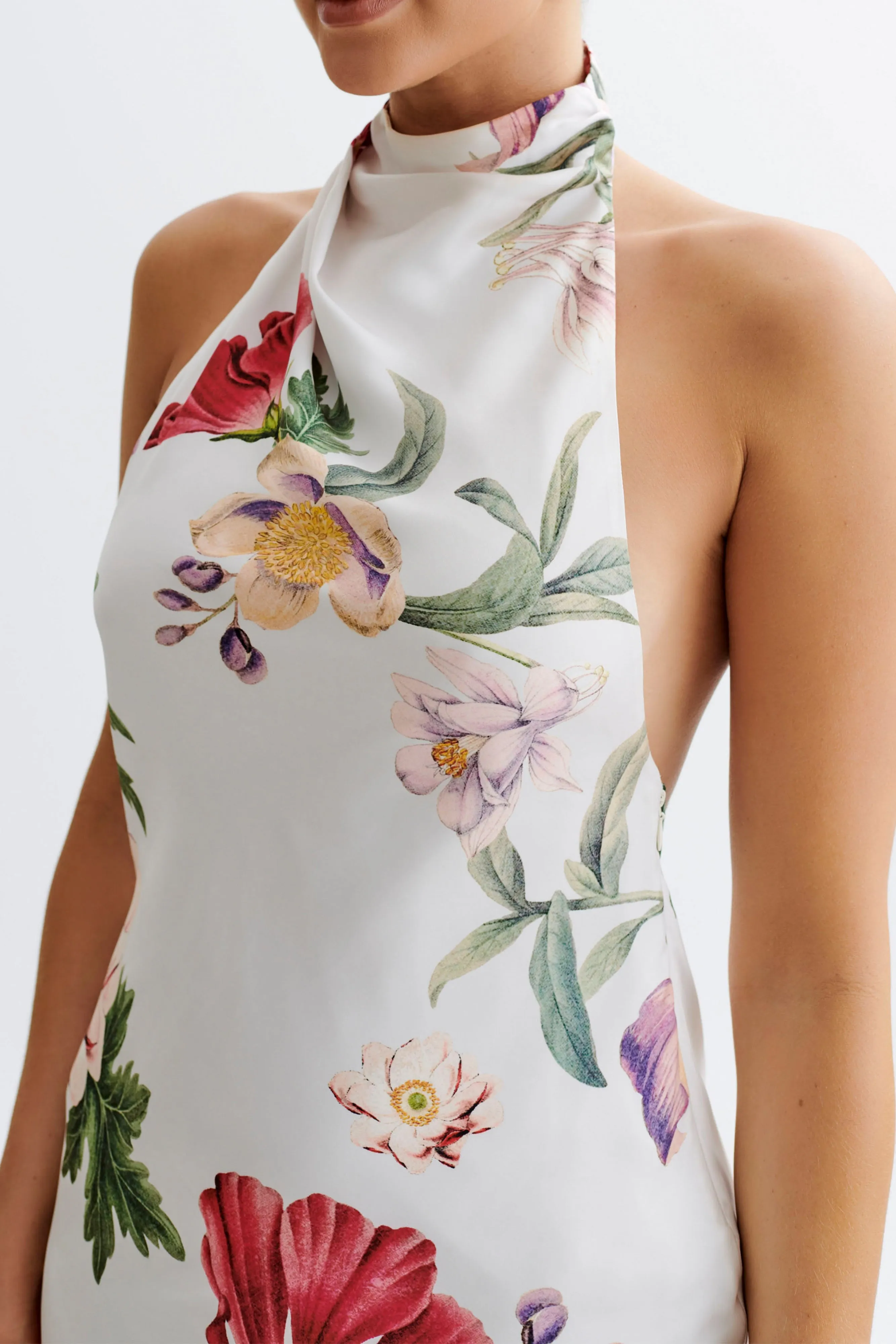 Lynelle High Neck Mini Dress - Bella Rosa Print Modern Twist Minimal Cut