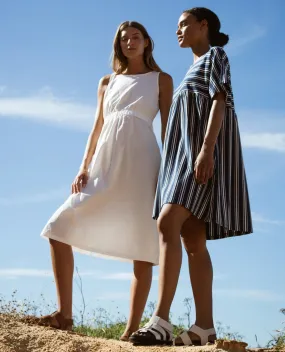 Cece Organic Cotton Dress In White Layering-Piece Easy Comfort