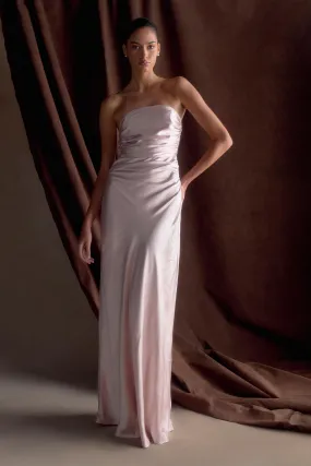 Cedar Strapless Satin Maxi Dress - Soft Pink Anniversary-Event