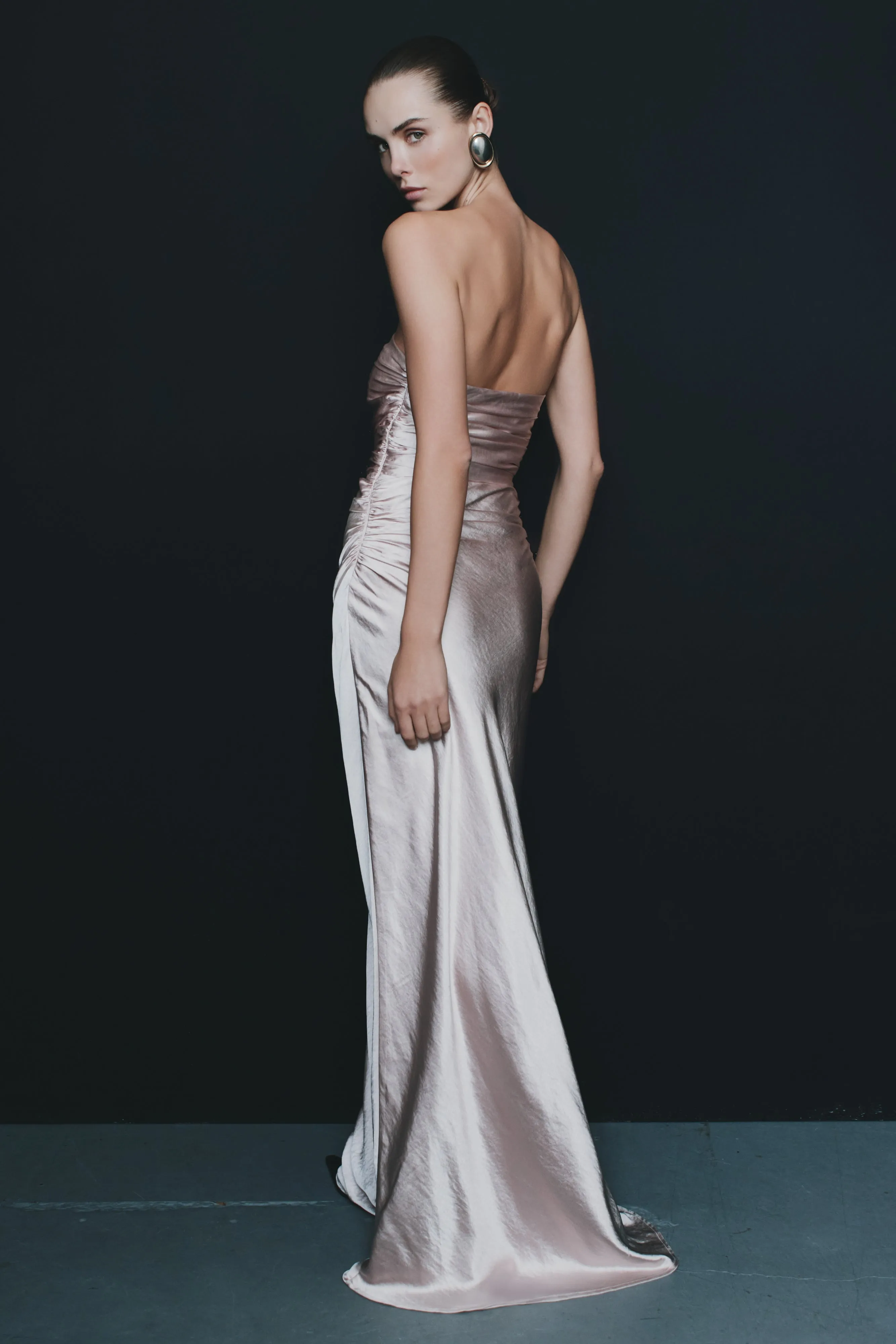 Cedar Strapless Satin Maxi Dress - Soft Pink Tailored Layers