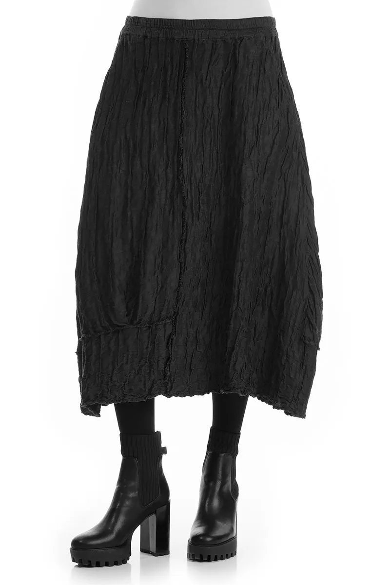 Glamorous Appeal Soft Layers Crinkled Black Silk Linen Skirt