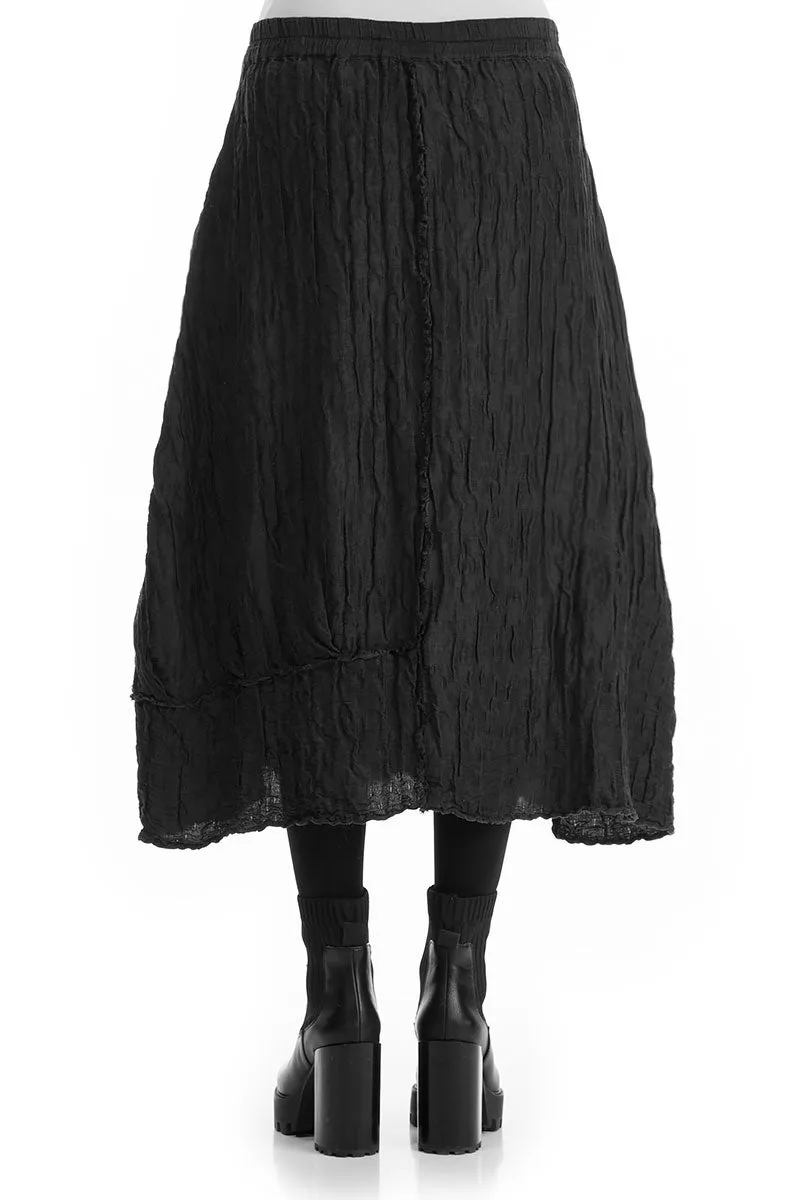 Crinkled Black Silk Linen Skirt Maximalist look
