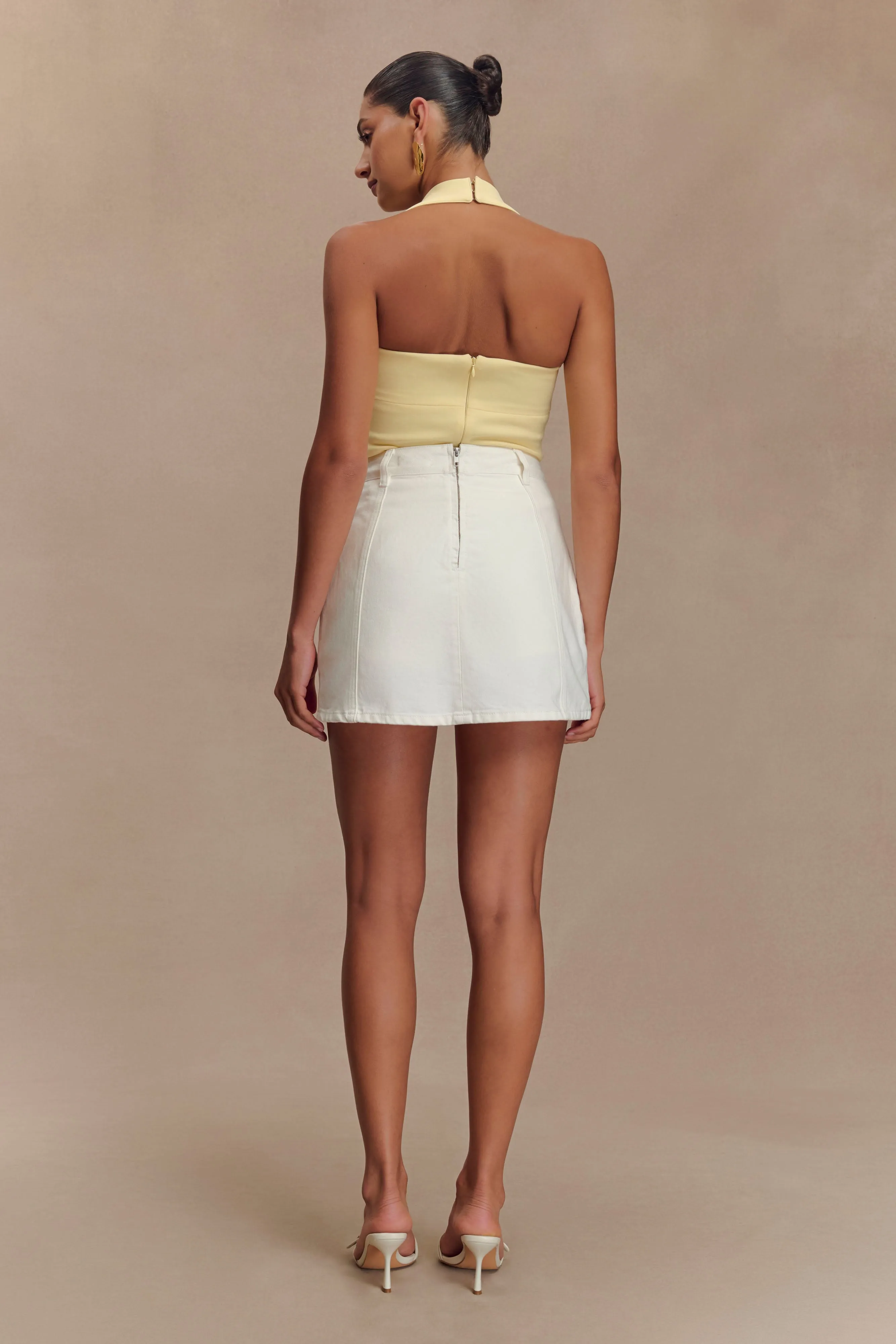 Rosalyn Mini Denim Skort - White Fit For Movement Tight Cut