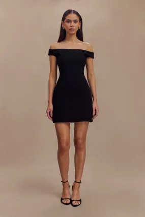 Cassidy Crepe Off Shoulder Mini Dress - Black Underwire-Support NoiseFreeFabric