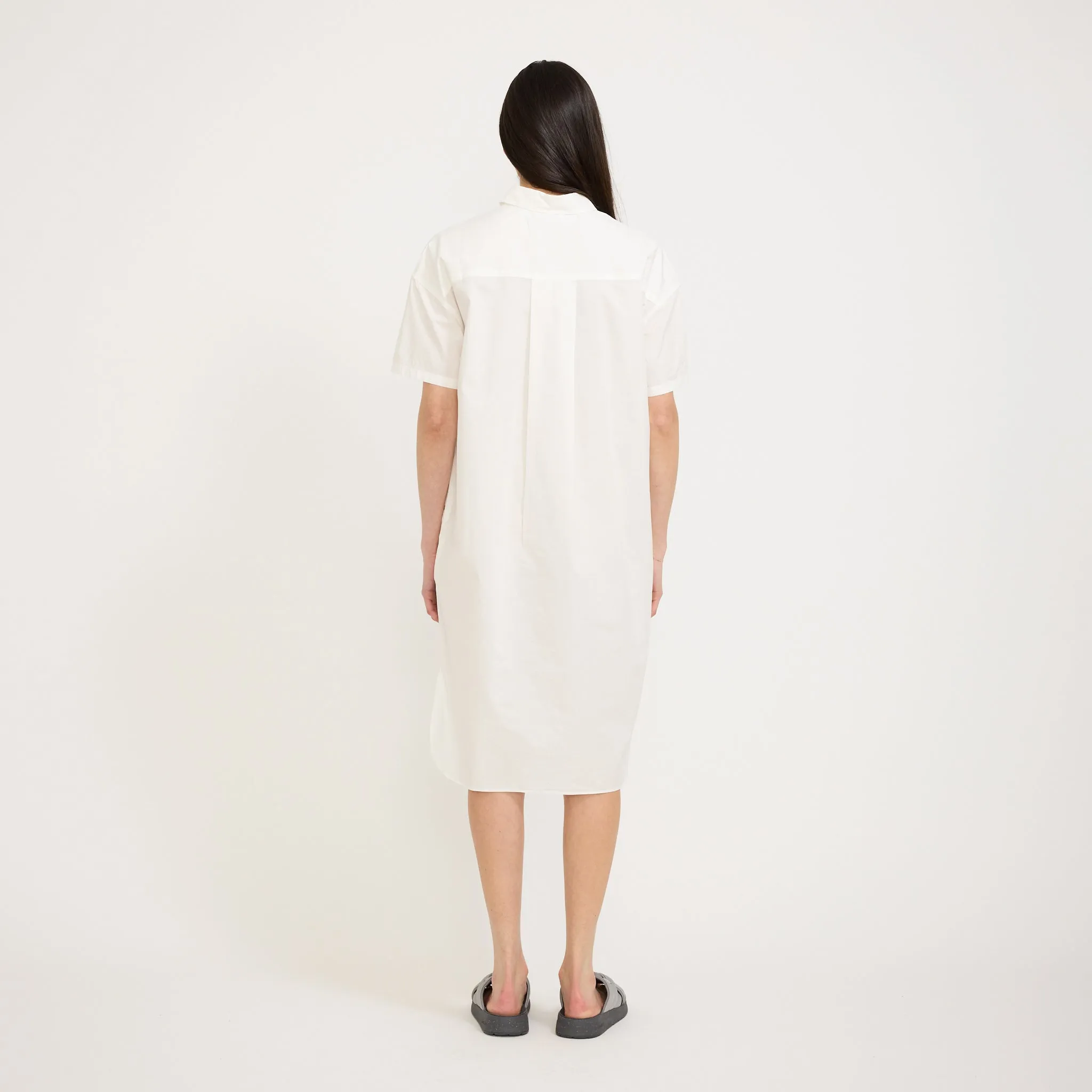 Chiara Short Sleeve Shirt Dress White Crinkle Effect