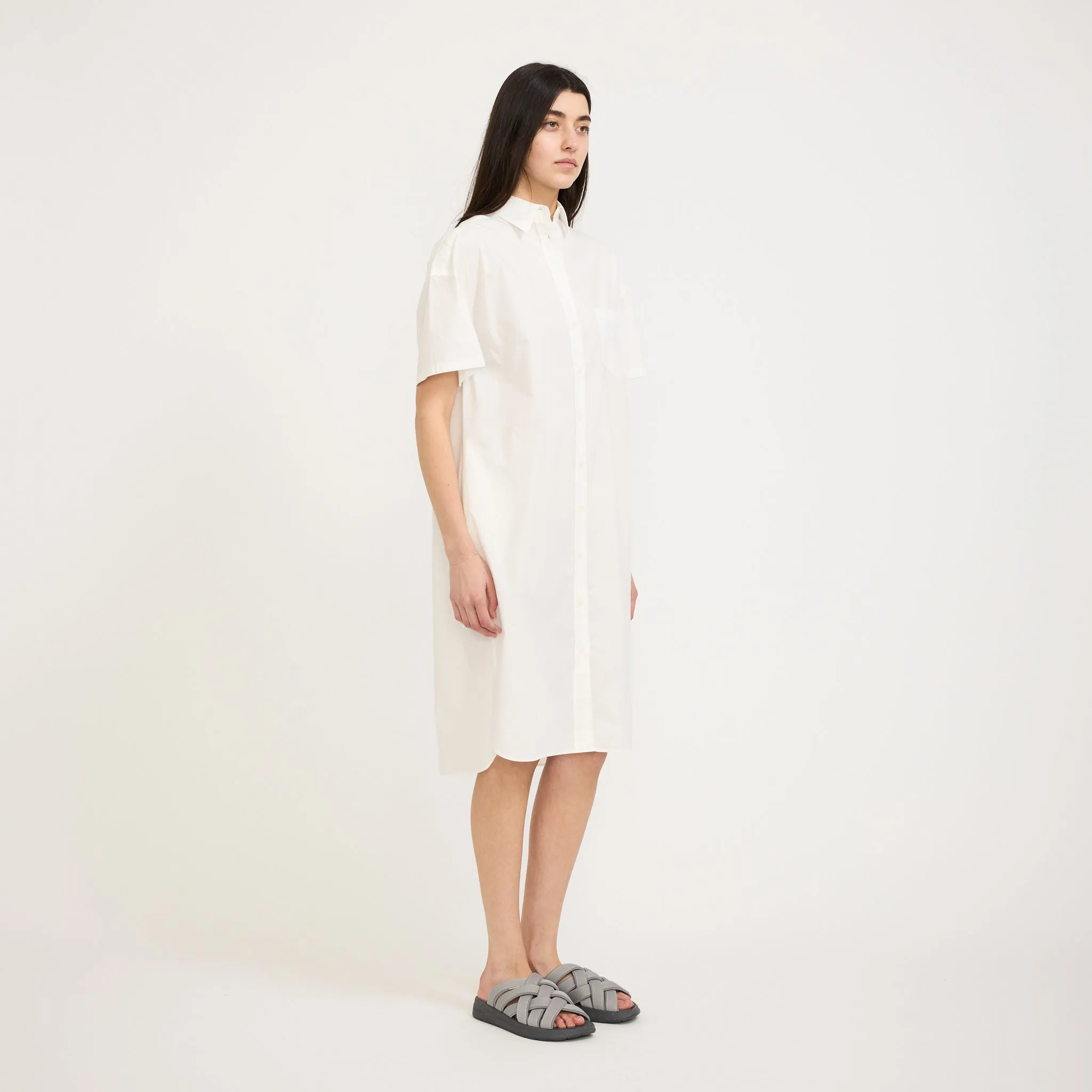 Chiara Short Sleeve Shirt Dress White All Day Ready Elegant Layers