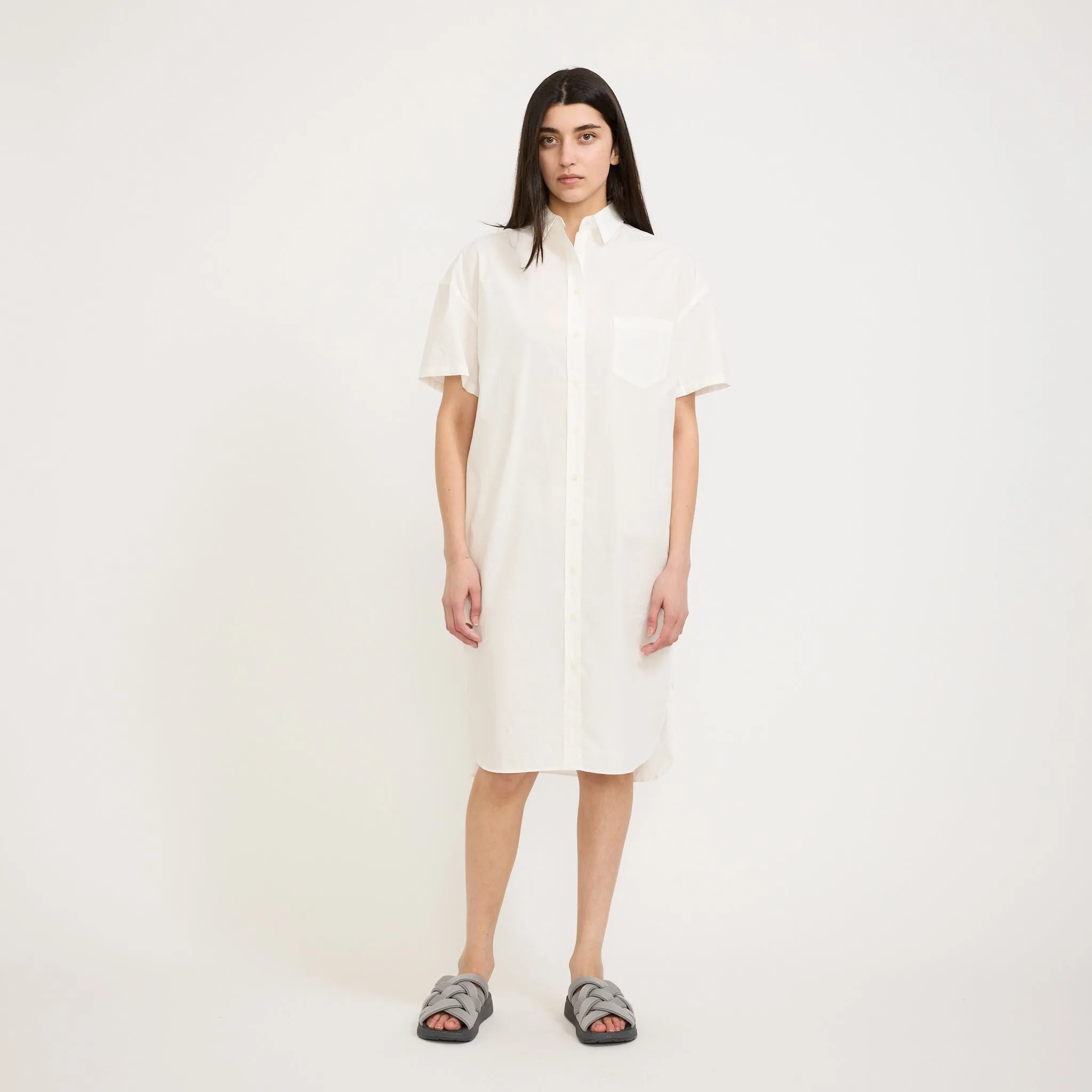 Urban Classic Chiara Short Sleeve Shirt Dress White