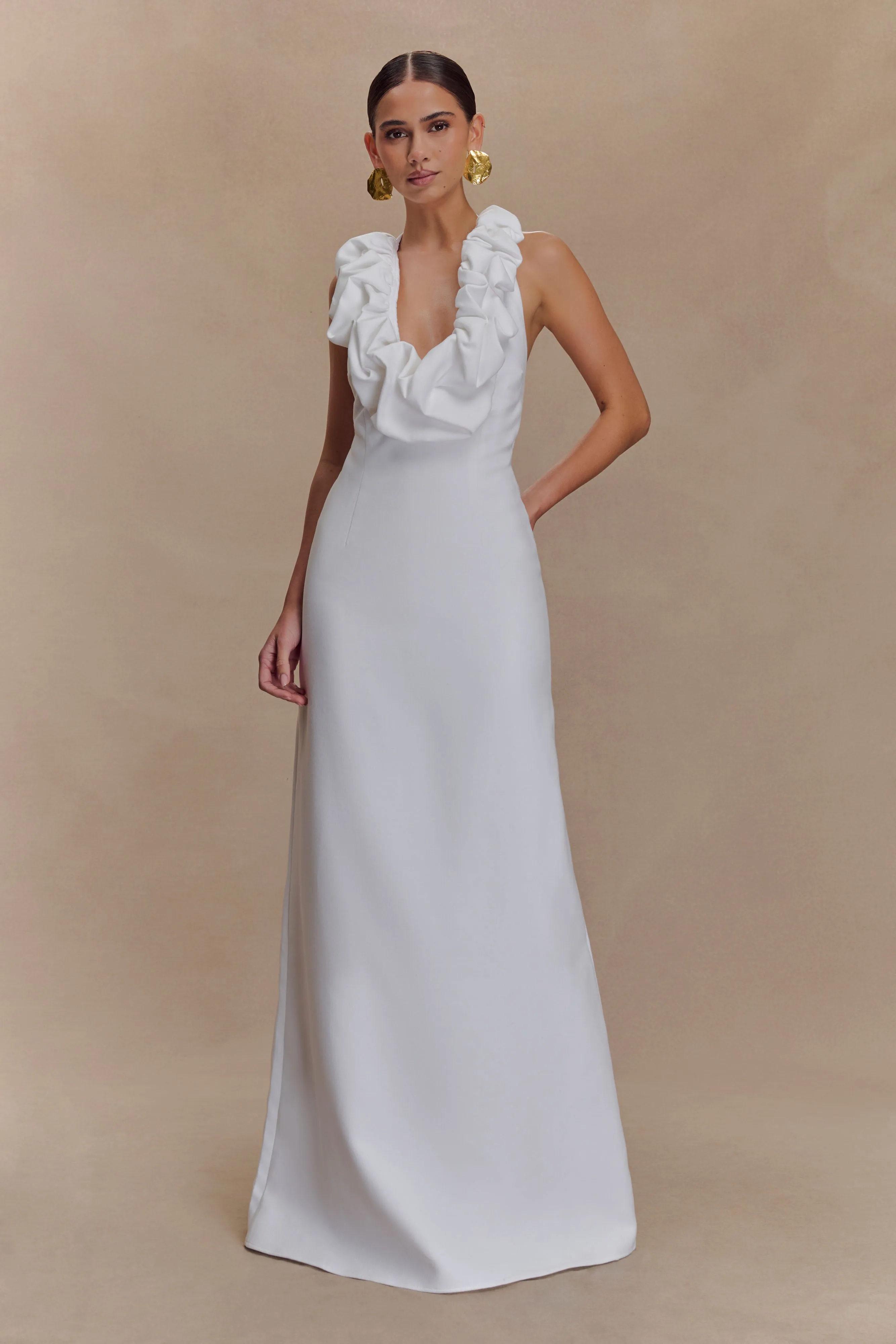 Modern Layering Carolyn Linen Bubble Maxi Dress - White