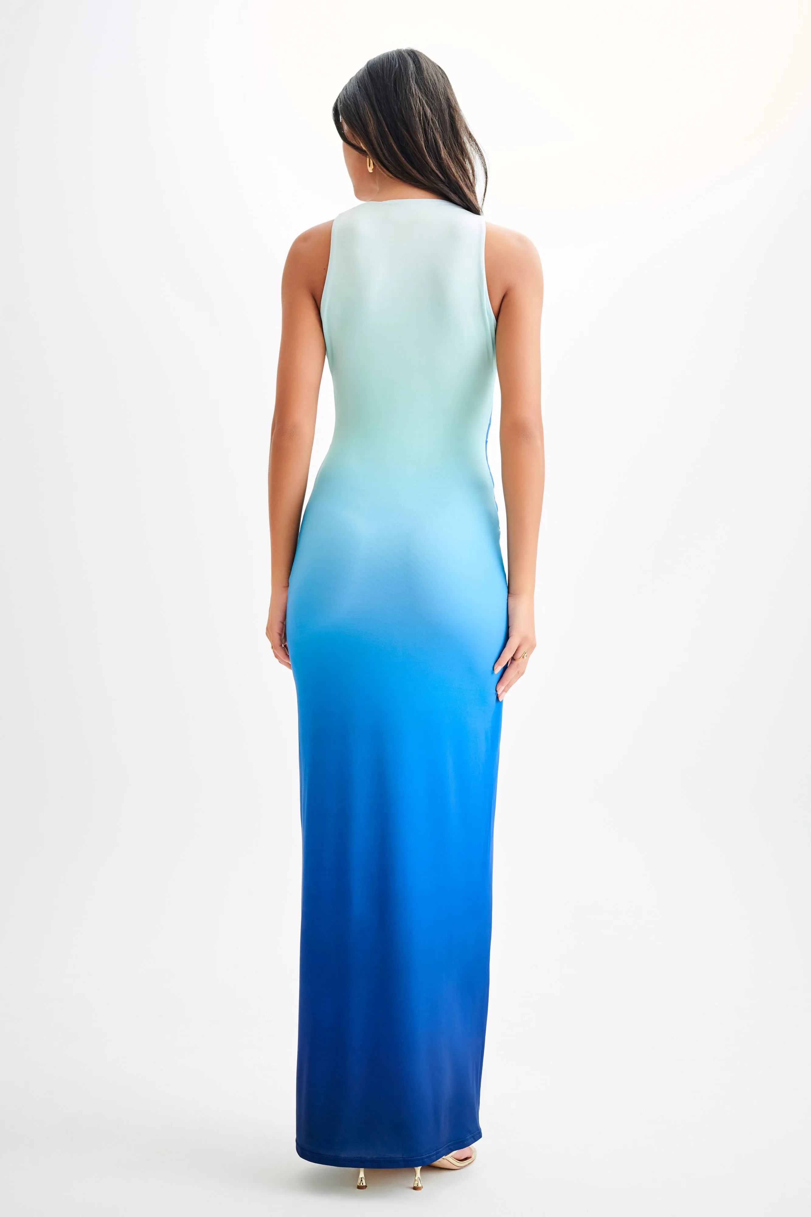 Standout Feature Soft Silhouette Stella Draped Slinky Maxi Dress - Ombre Blue