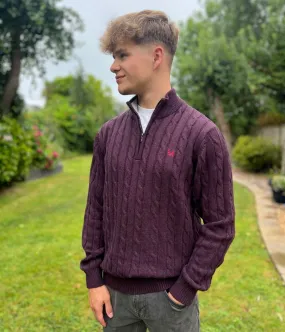 Mahogany Mens Oarsman Cotton Half Zip Jumper Non Restrictive Armhole Breathable Wool