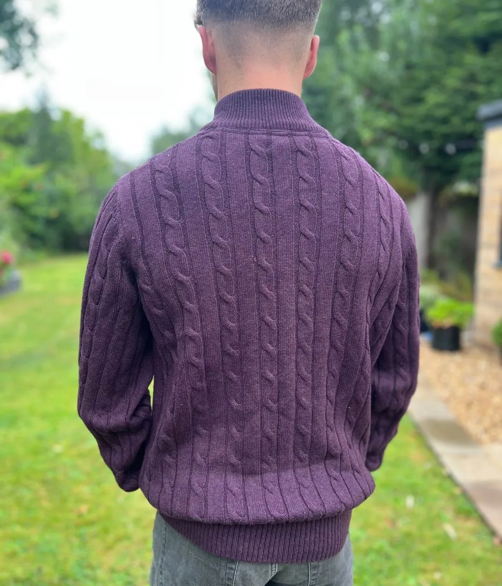 Mahogany Mens Oarsman Cotton Half Zip Jumper Relaxed Waist