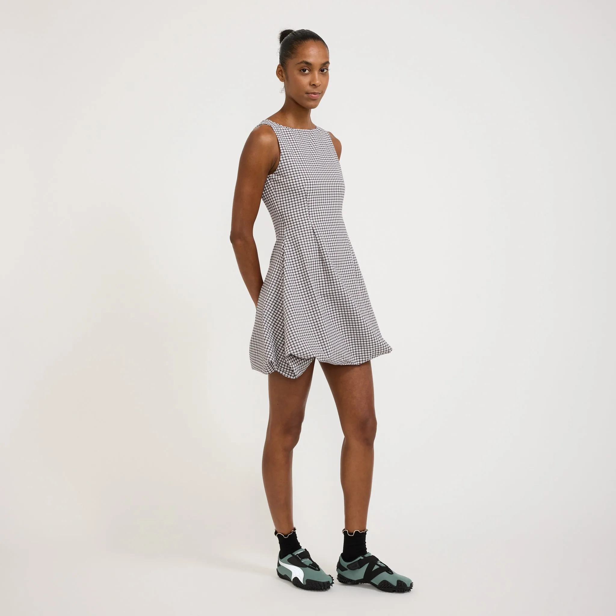 Bobbie Mini Dress Black Gingham Smooth-Finish Lunch Date