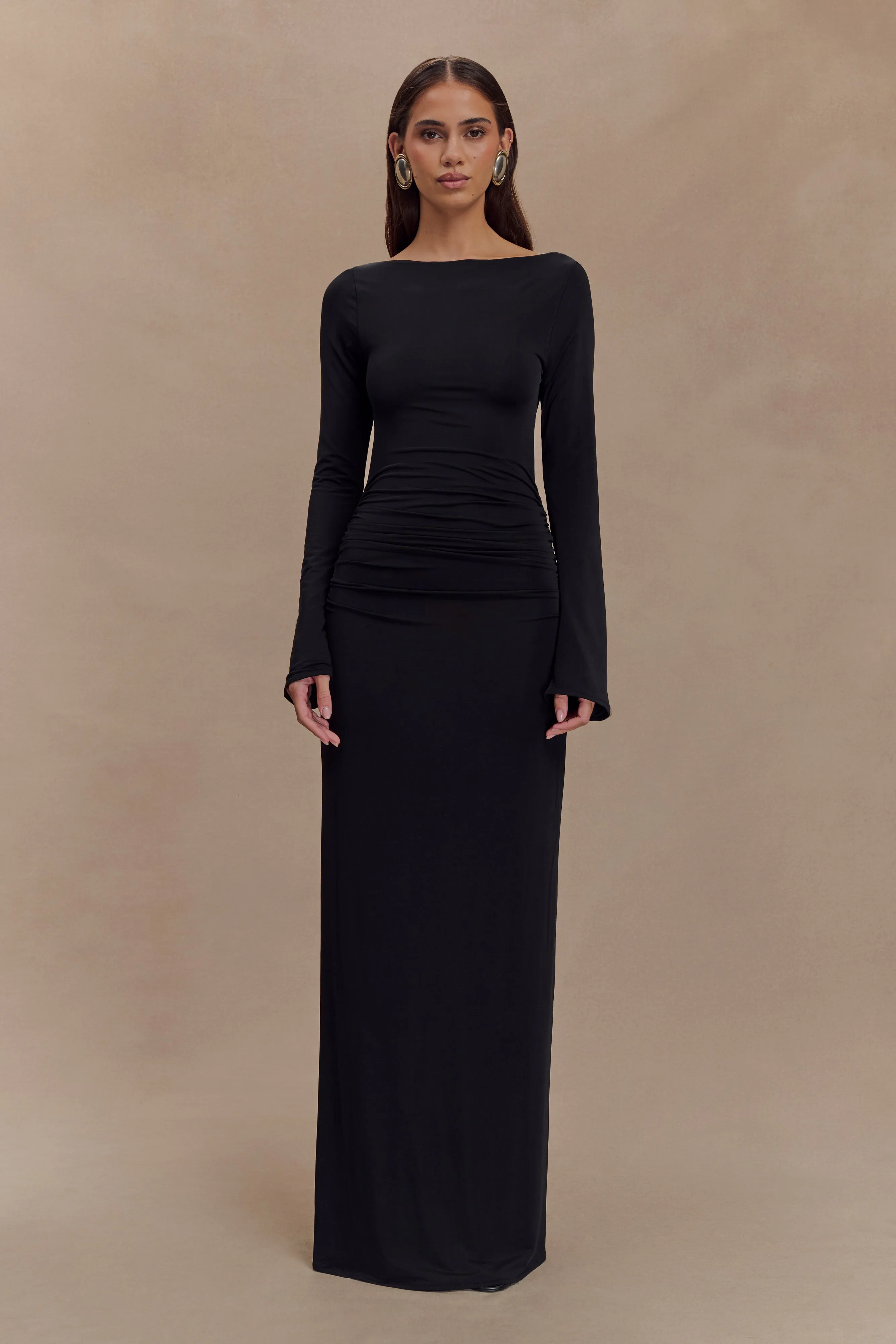 Vienna Slinky Cut Out Maxi Dress - Black Pure Stitch