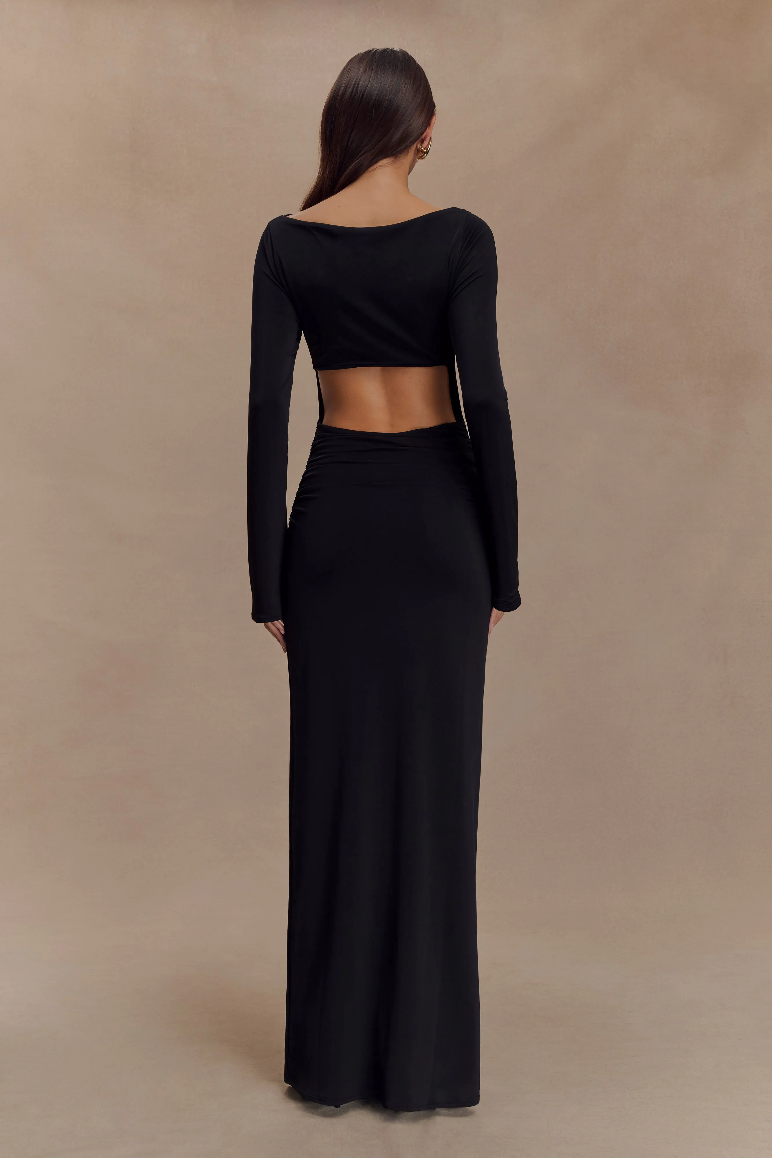 Versatile and Comfortable Vienna Slinky Cut Out Maxi Dress - Black