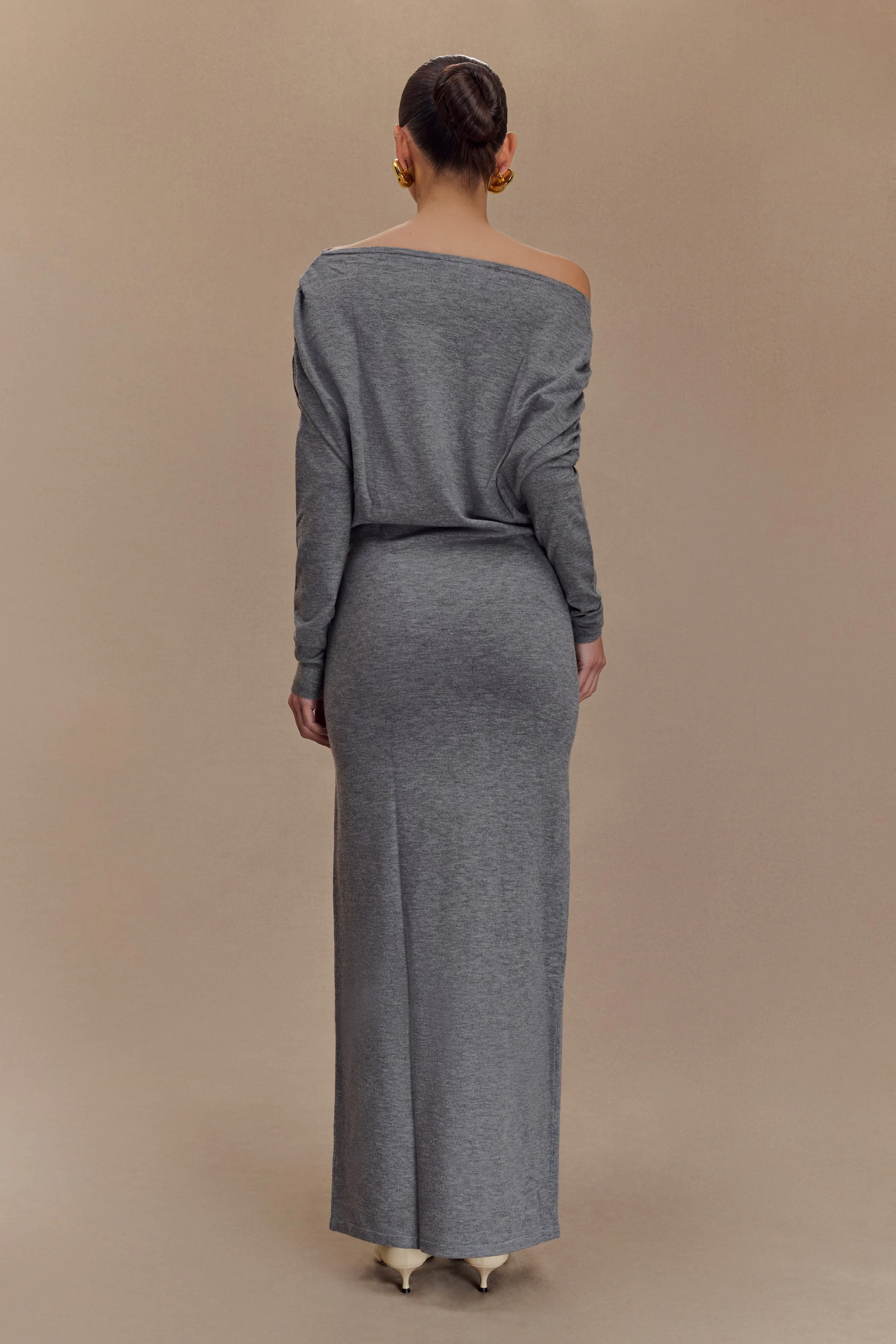 Office Layer Date Ready Jessie Cowl Neck Knit Midi Dress - Charcoal Marle