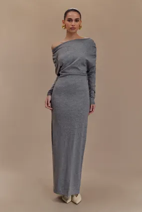 Jessie Cowl Neck Knit Midi Dress - Charcoal Marle Smooth Vibes