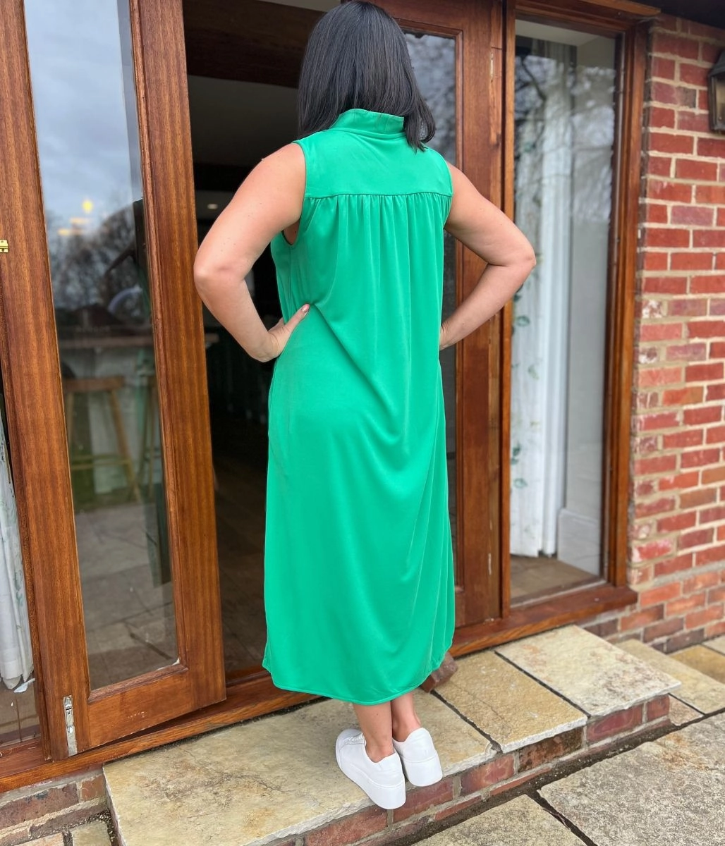 Green V Neck Shift Dress Casual and Stylish