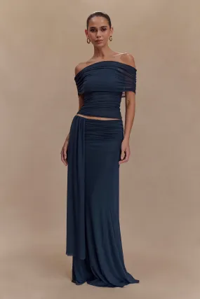 Arna Mesh Maxi Skirt - Midnight Blue Simple Cut
