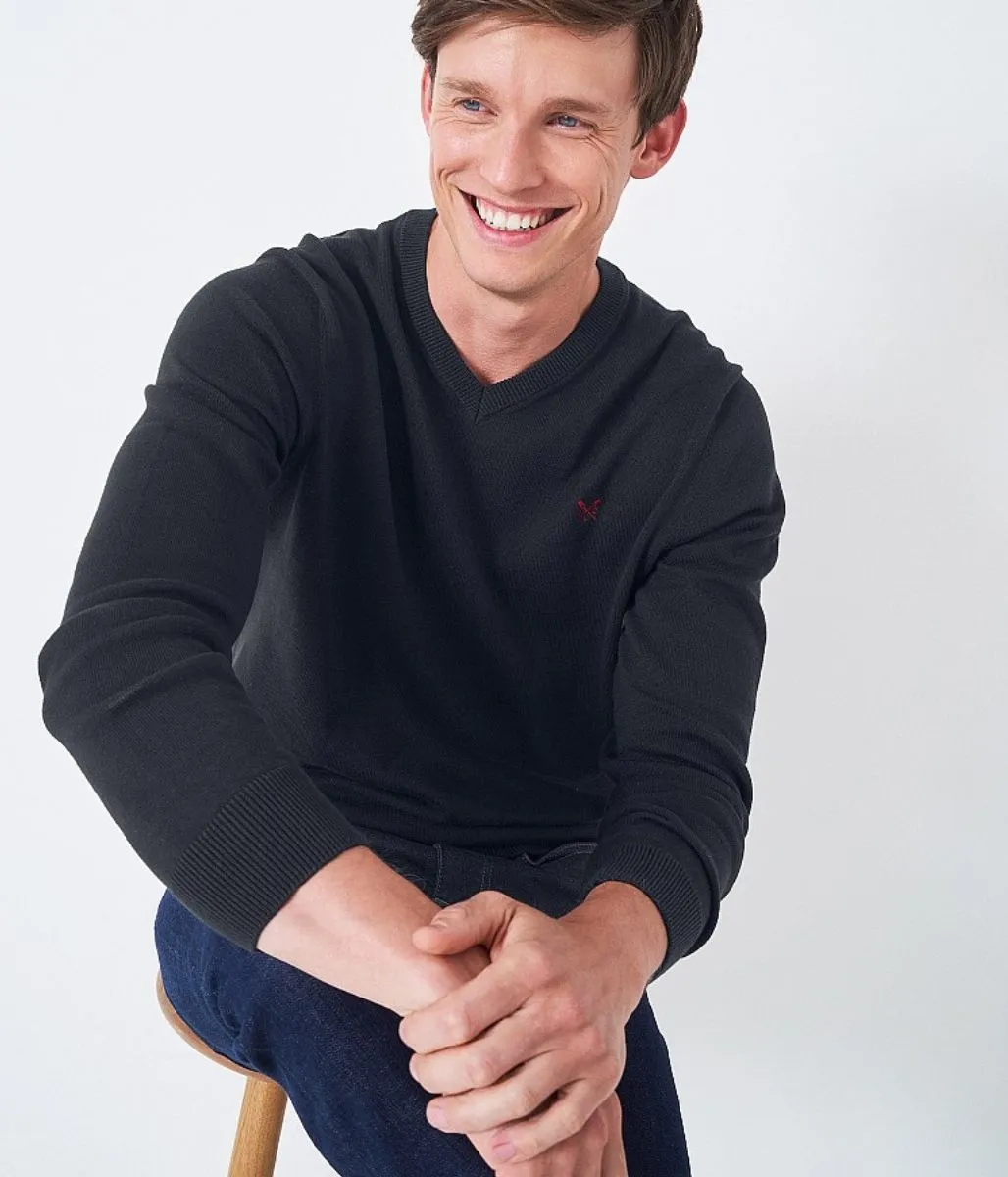 Sporty Fit Black Mens Cotton Logo Jumper