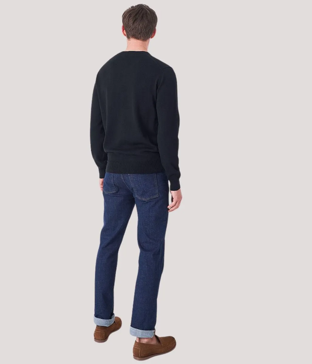 Knit Essentials Black Mens Cotton Logo Jumper