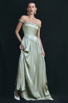 Figure-Skimming Coco Dropped Waist Maxi Dress - Sage