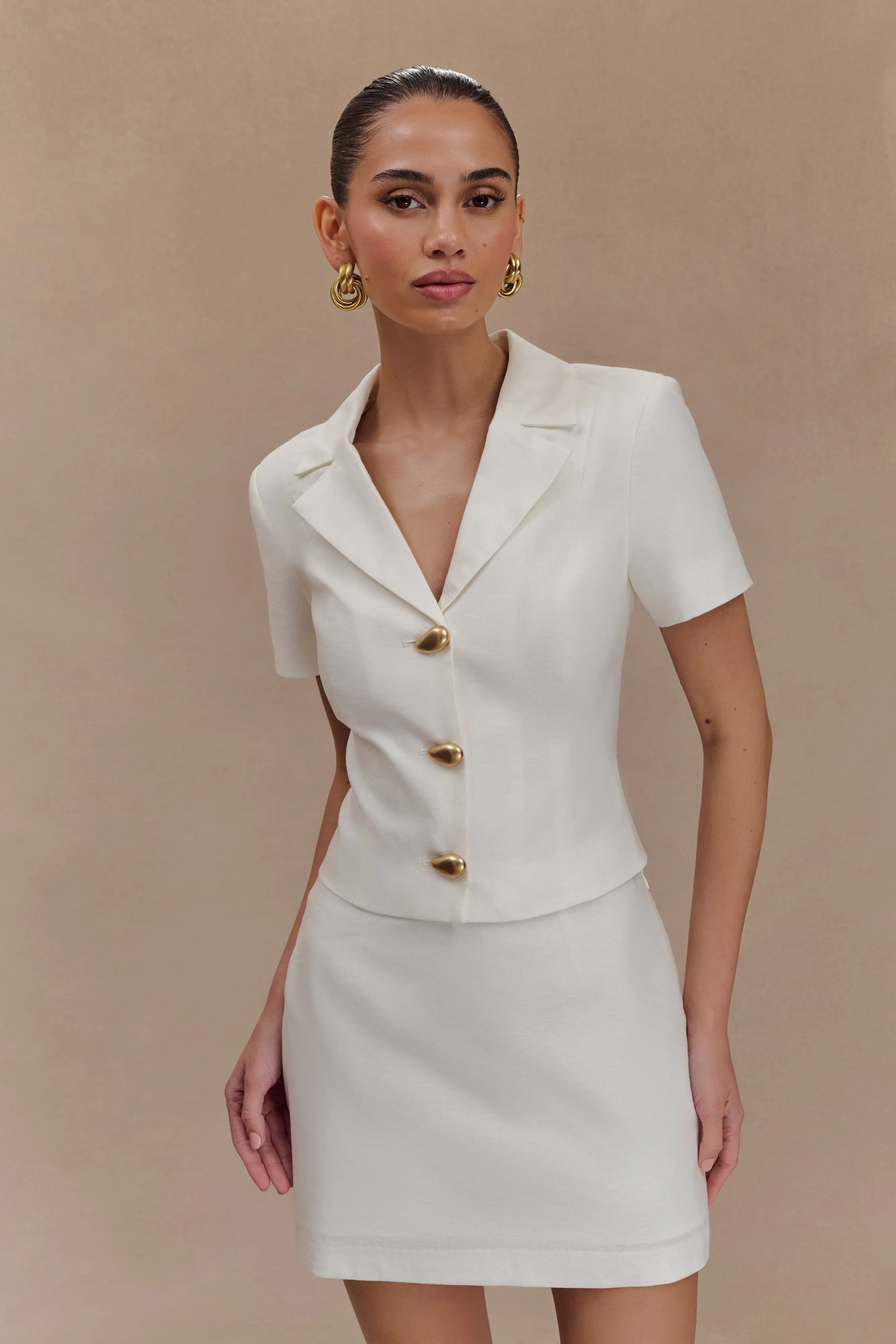 HiddenPockets Stylish Layer Ciara Linen Jacket - White