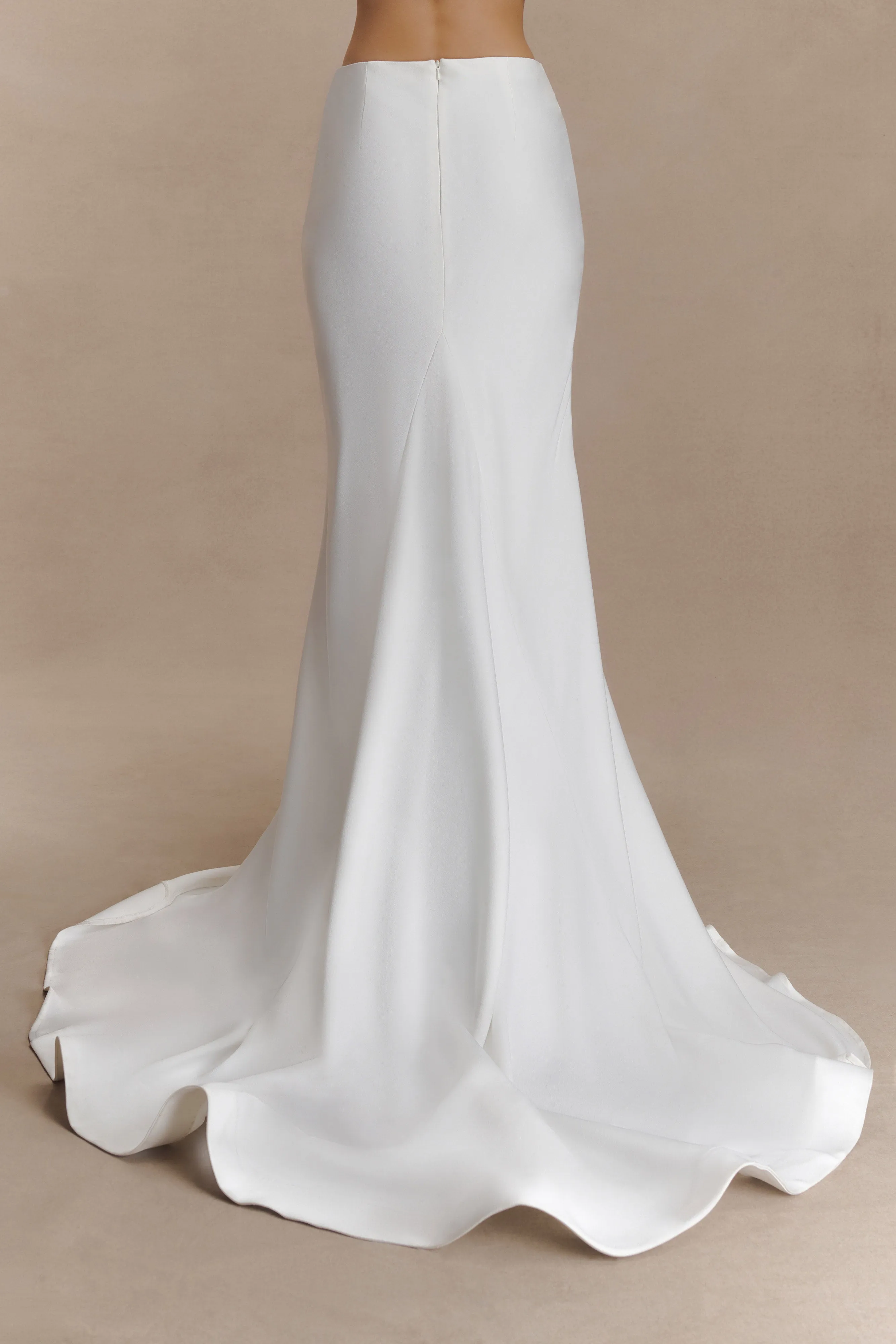 Lined interior Clara Fishtail Maxi Skirt - White