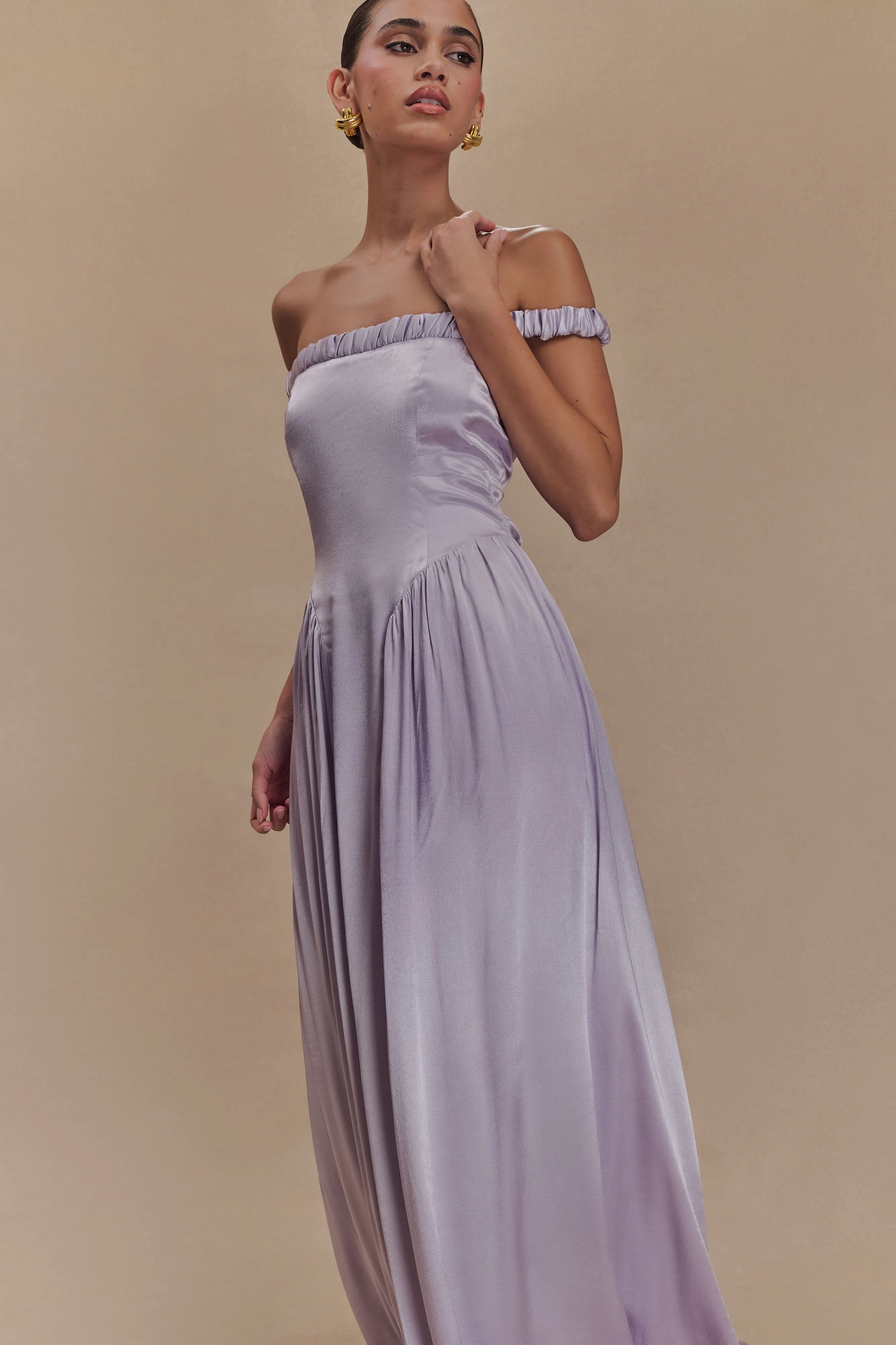 SoftTouchTexture Refined Feel Coco Dropped Waist Maxi Dress - Lilac