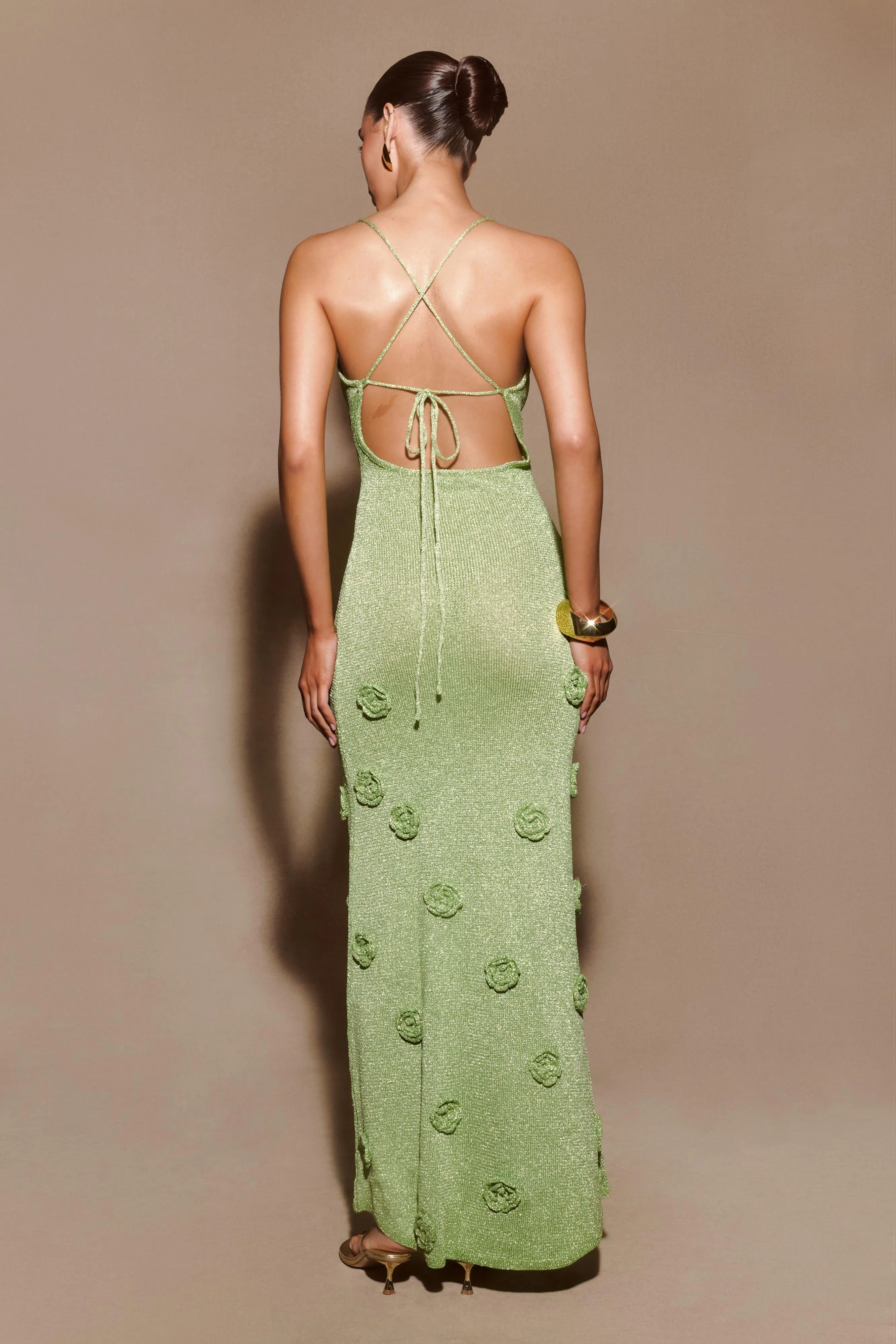 Suki Metallic Knit Maxi Dress - Pastel Green animal-print