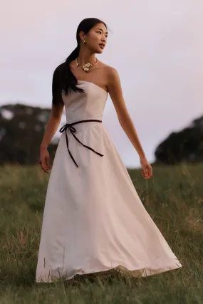 Penny Strapless Contrast Midi Dress - Ivory & Burgundy Perfect Fit Look