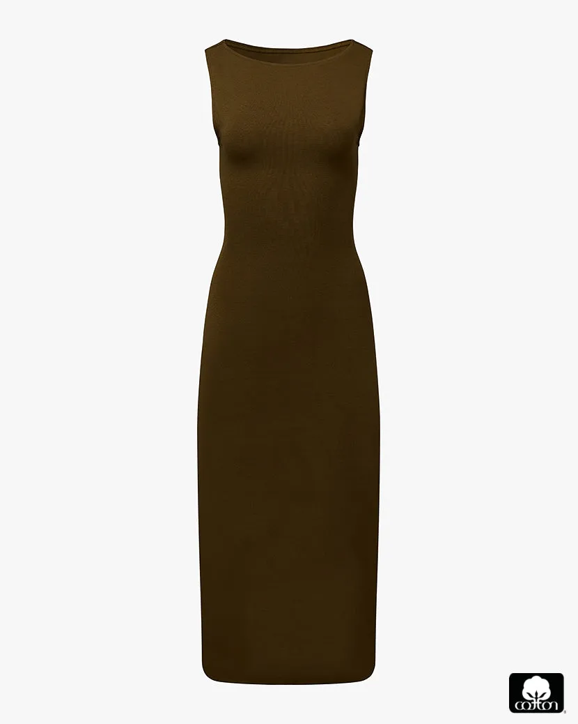 Fresh Stitch Boat Neck Midi Dress