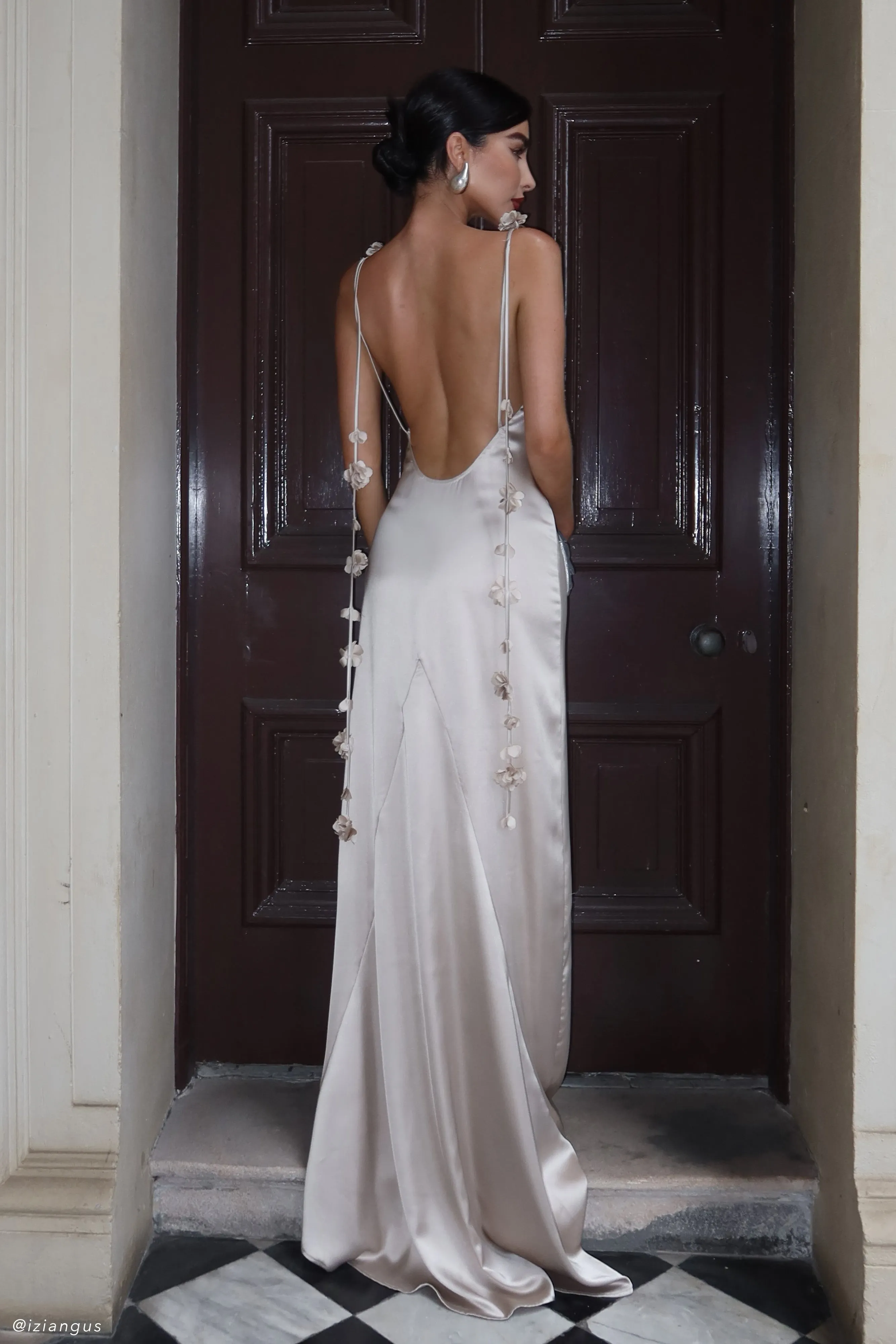 Textured Surface Elenora Rose Gown - Blush Gold