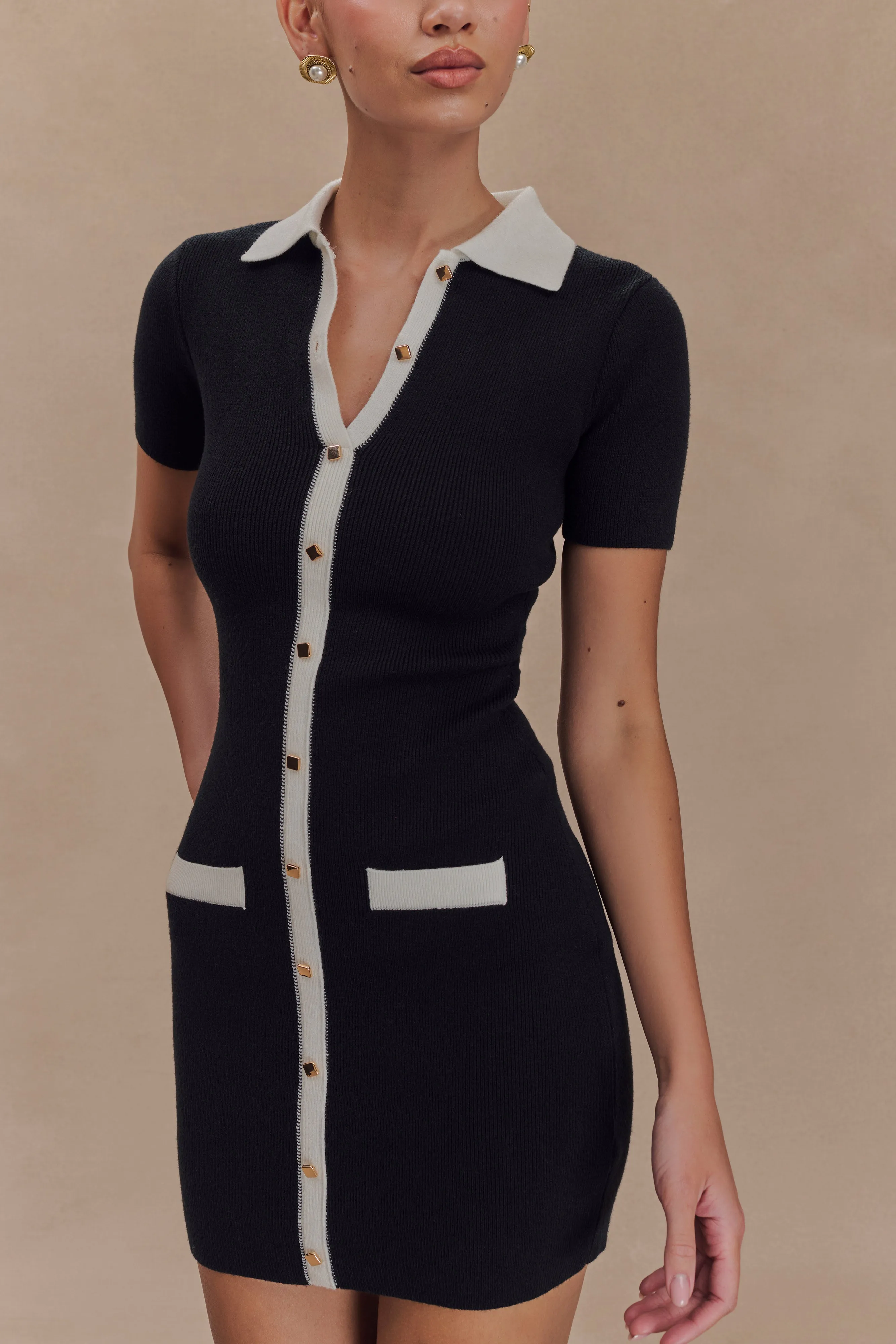 Comfy Flex Seema Contrast Mini Dress - Black/White