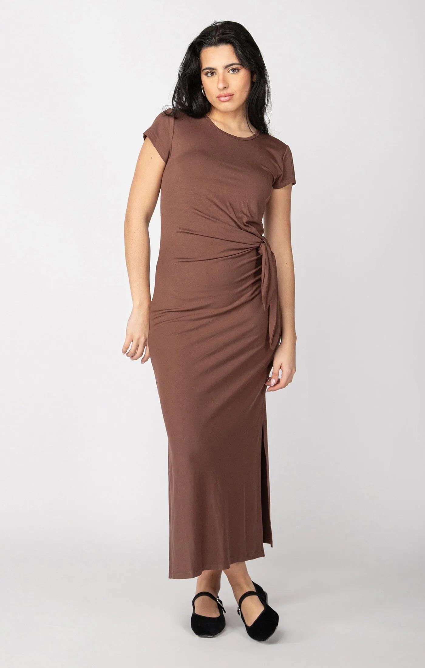 Flow Friendly COCOA KNOTTED MIDI DRESS