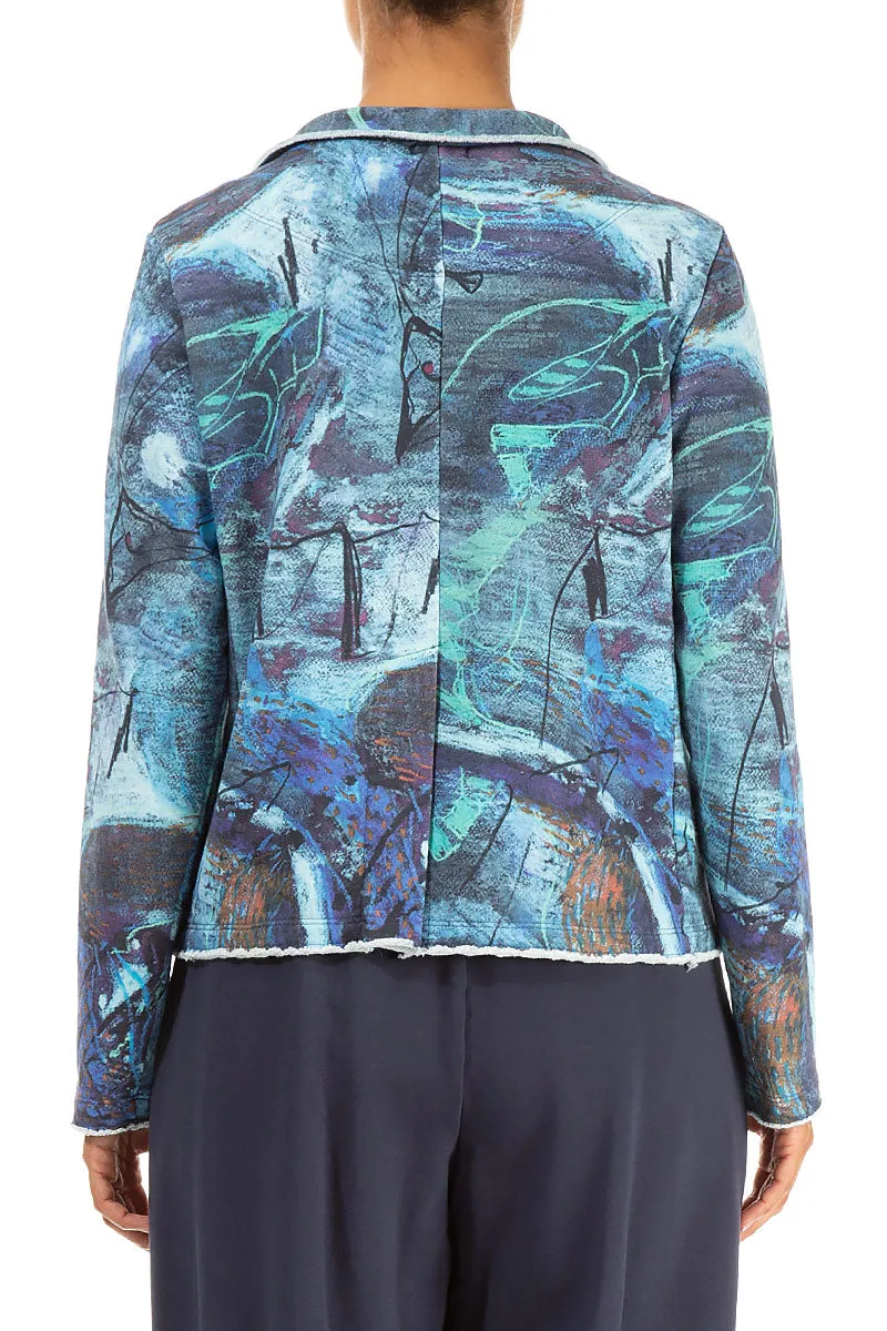 Easy Layering Chill Proof Style Collar Blue Reverie Cotton Jacket