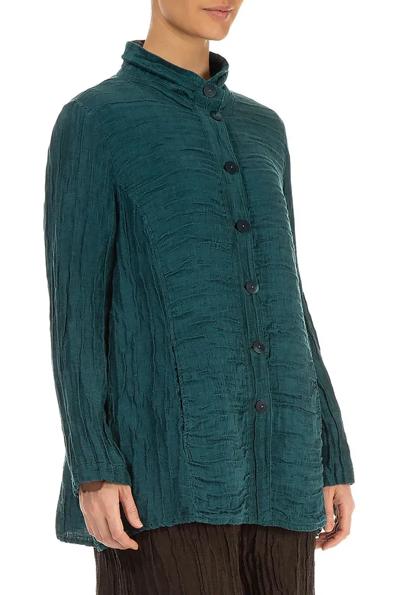 Collar Crinkled Peacock Silk Linen Jacket Tear Resistant Knit