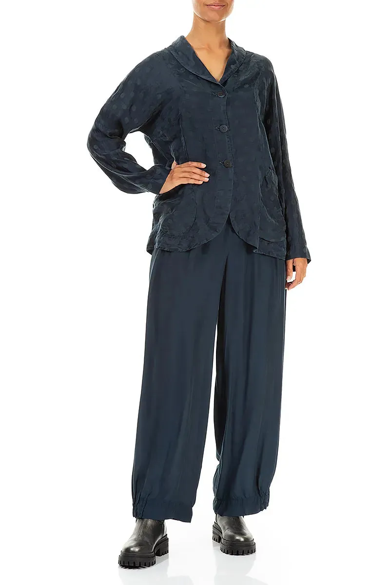 Modular Layering Compatibility Collar Dotty Teal Silk Linen Jacket