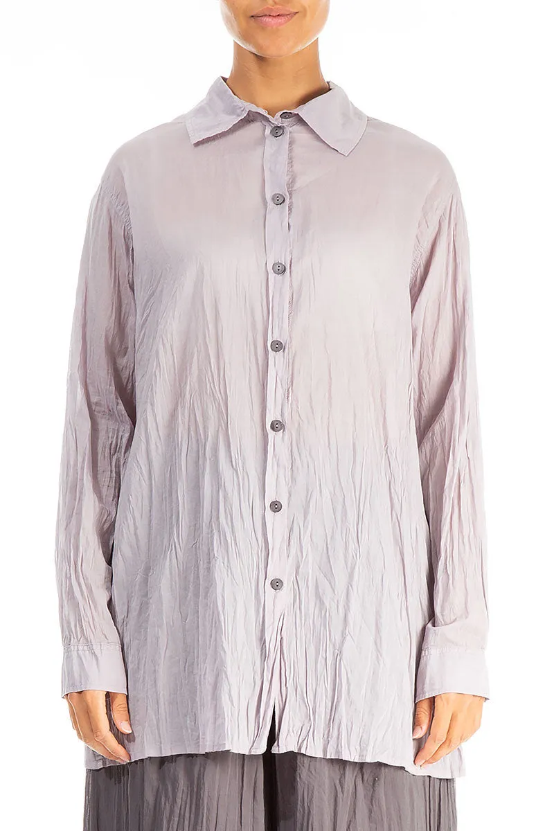 Collar Greige Crumpled Cotton Shirt Graphic Art